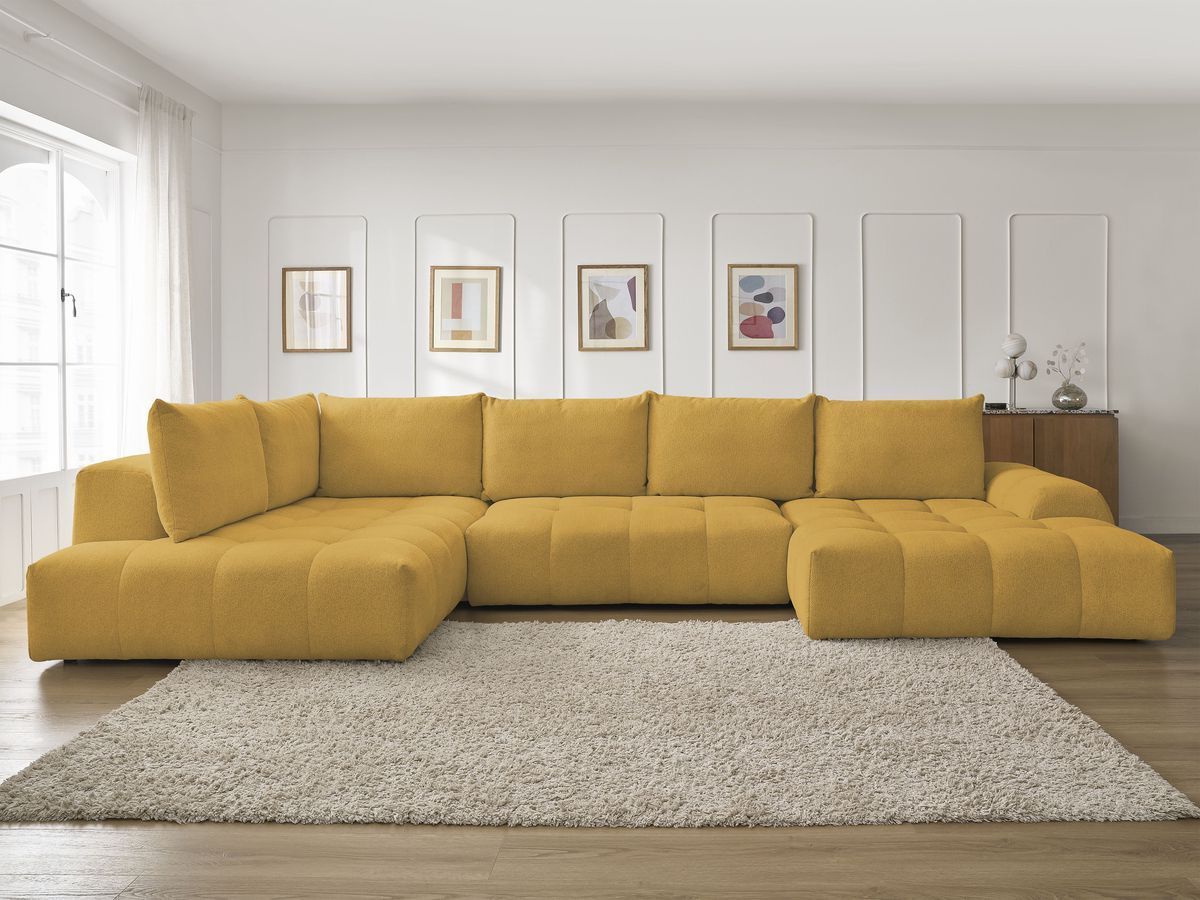 Bobochic Everest Wohnlandschaft, 6 Kissen Melange-Stoff Gelb Ecke rechts