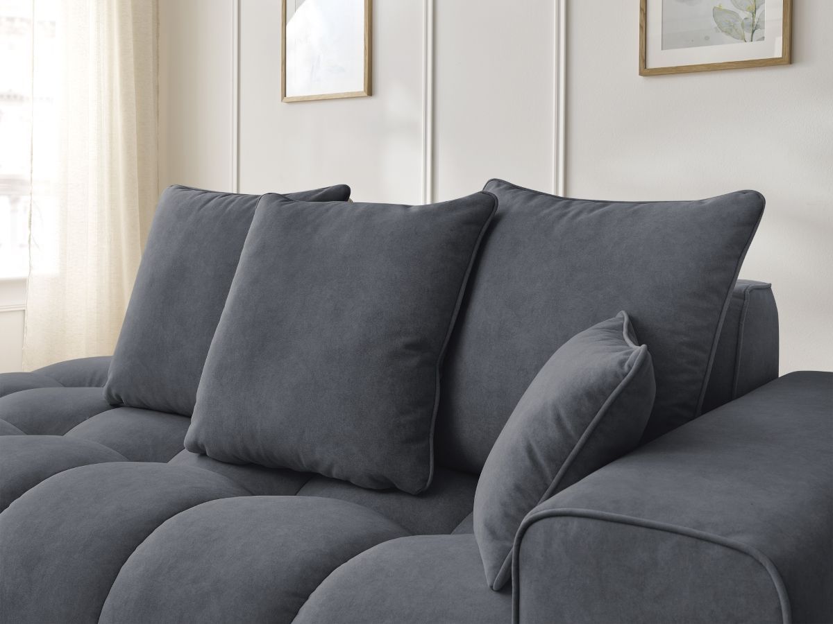 Bobochic Mont-blanc Sofa 4-Sitzer Samt Dunkelgrau Armlehne rechts