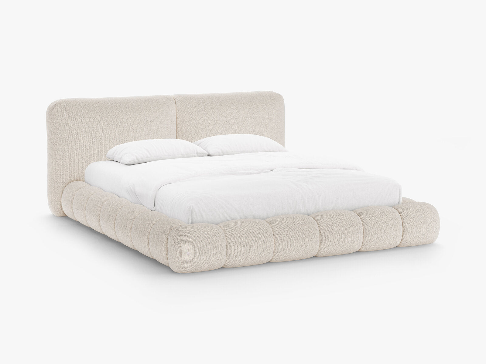 Micadoni Stauraumbett mit Kopfteil Solange Chenille Silencio Helles Beige 200x200