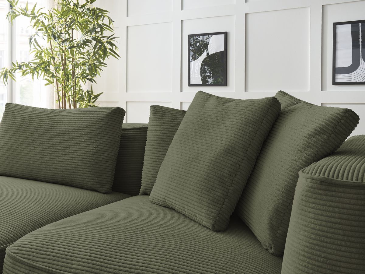 Bobochic Leopold Sofa 3-Sitzer Cordsamt Hellgrün Armlehne rechts