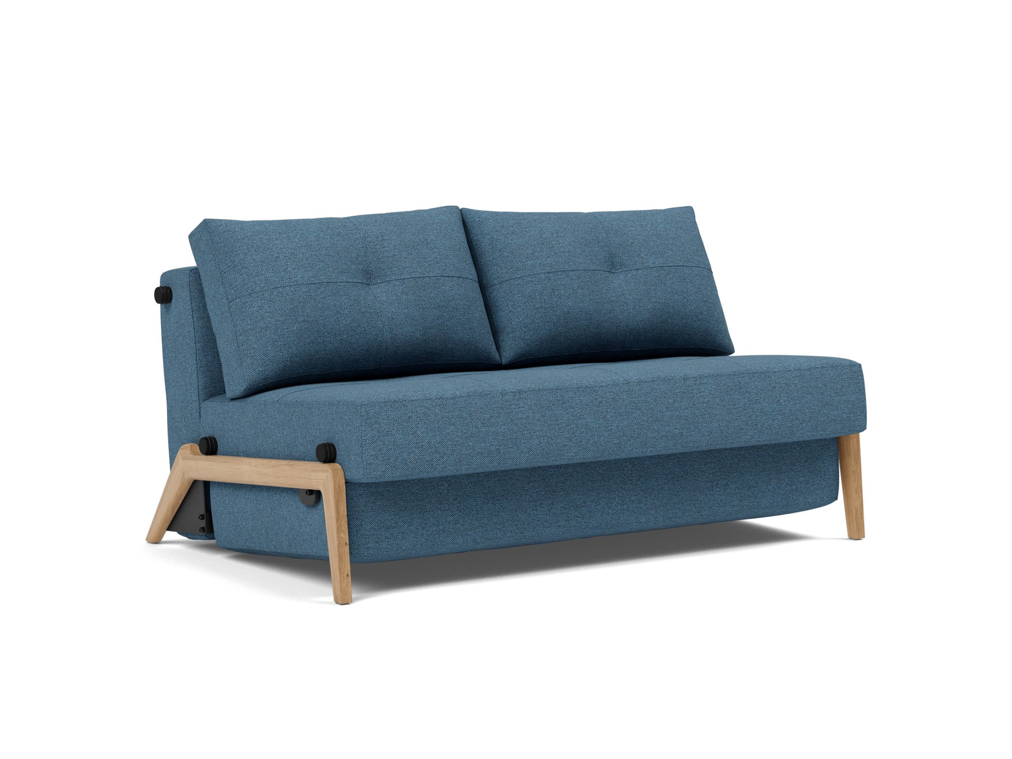 Schlafsofa Cubed 140 Strukturierter Stoff Weda 302-Weda-Blue Beine Eiche