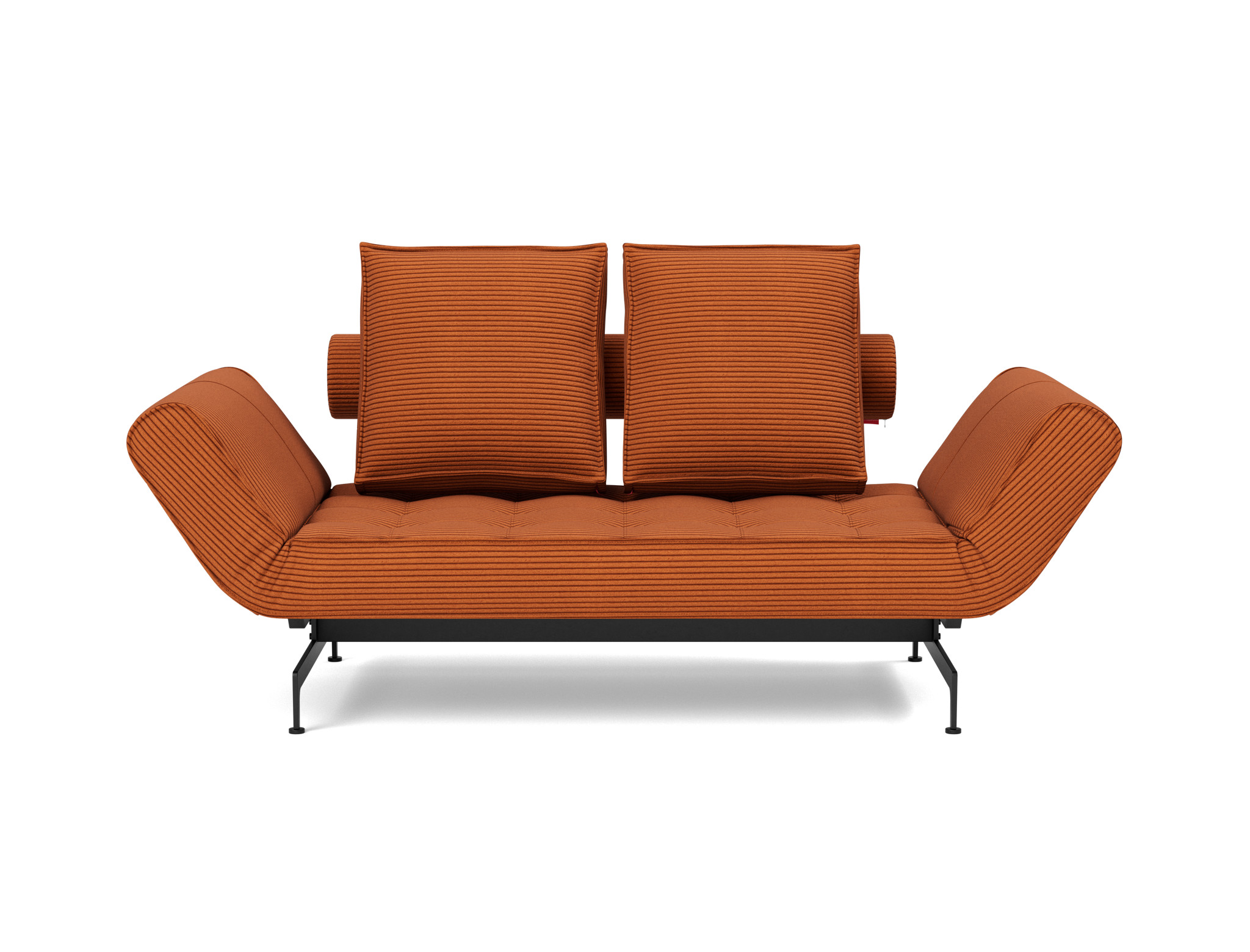 Tagesbett Ghia Kord Corduroy 595-Burnt-Orange Beine Laser schwarz