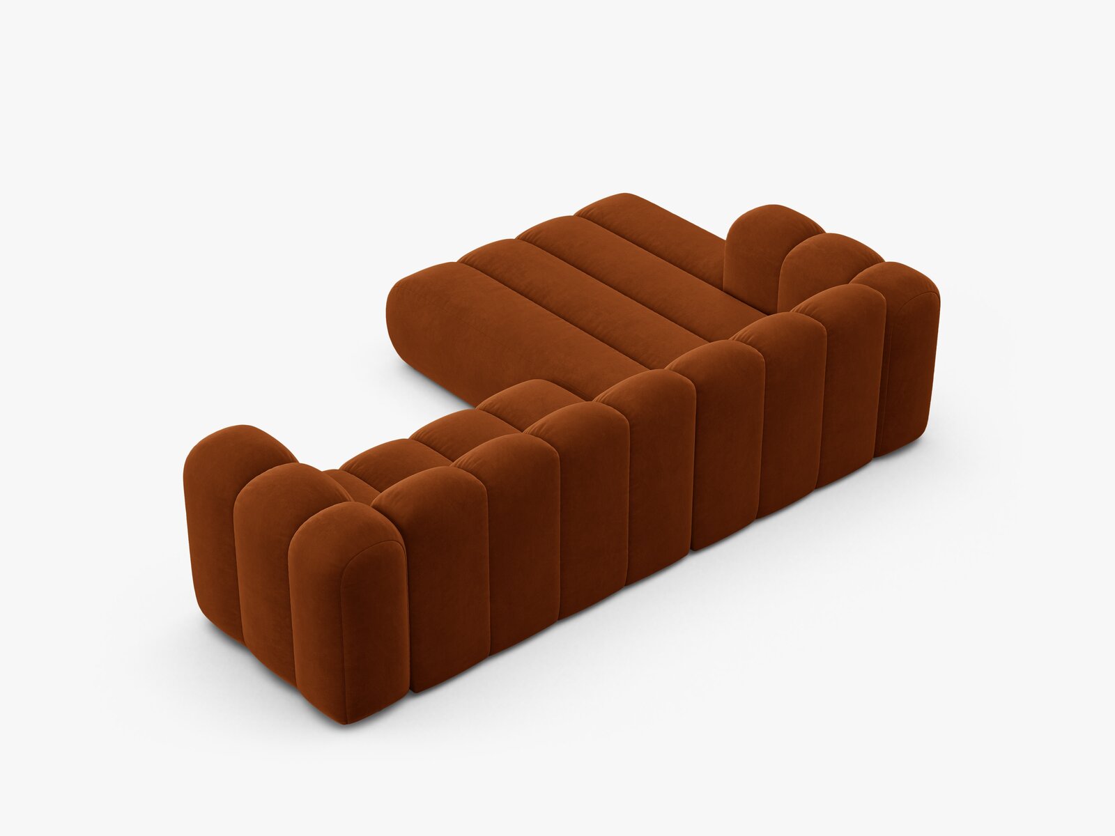 Micadoni Modulares Ecksofa Lupine 4-Sitzer mittelgroß Links Samt Salvador Terrakotta