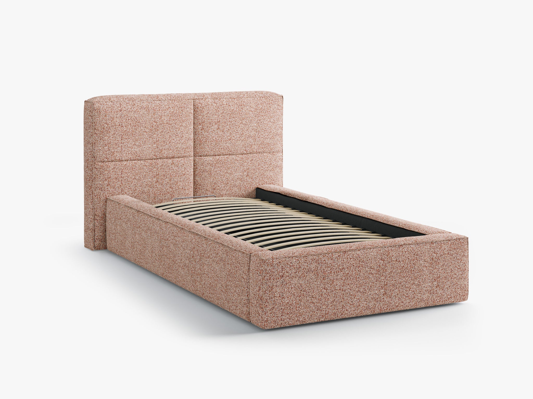 Micadoni Stauraumbett mit Kopfteil Darren Strukturierter Stoff Puente Rosa Melange 90x200