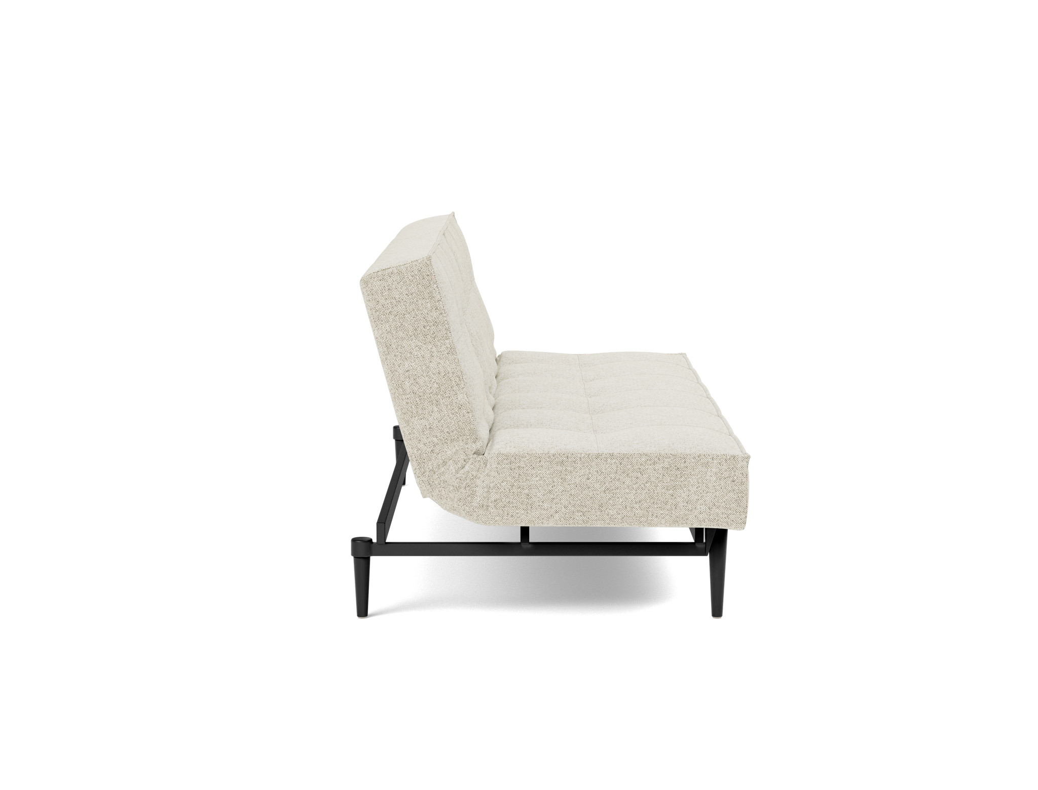 Schlafsofa Splitback Strukturierter Stoff Taura 357-Off-White Beine Styletto Eiche schwarz