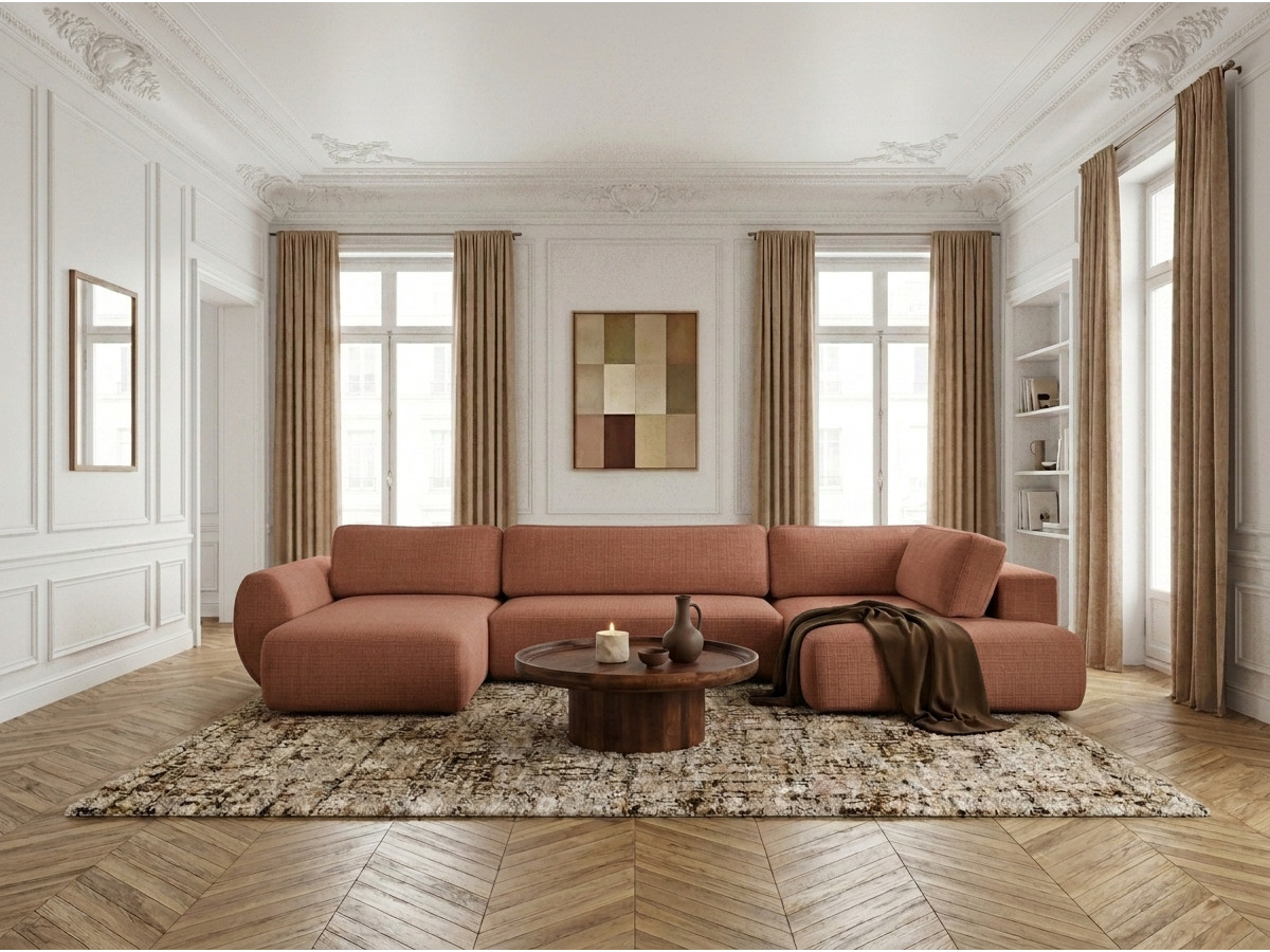 Bobochic Denise Wohnlandschaft Strukturstoff Orange Ecke links