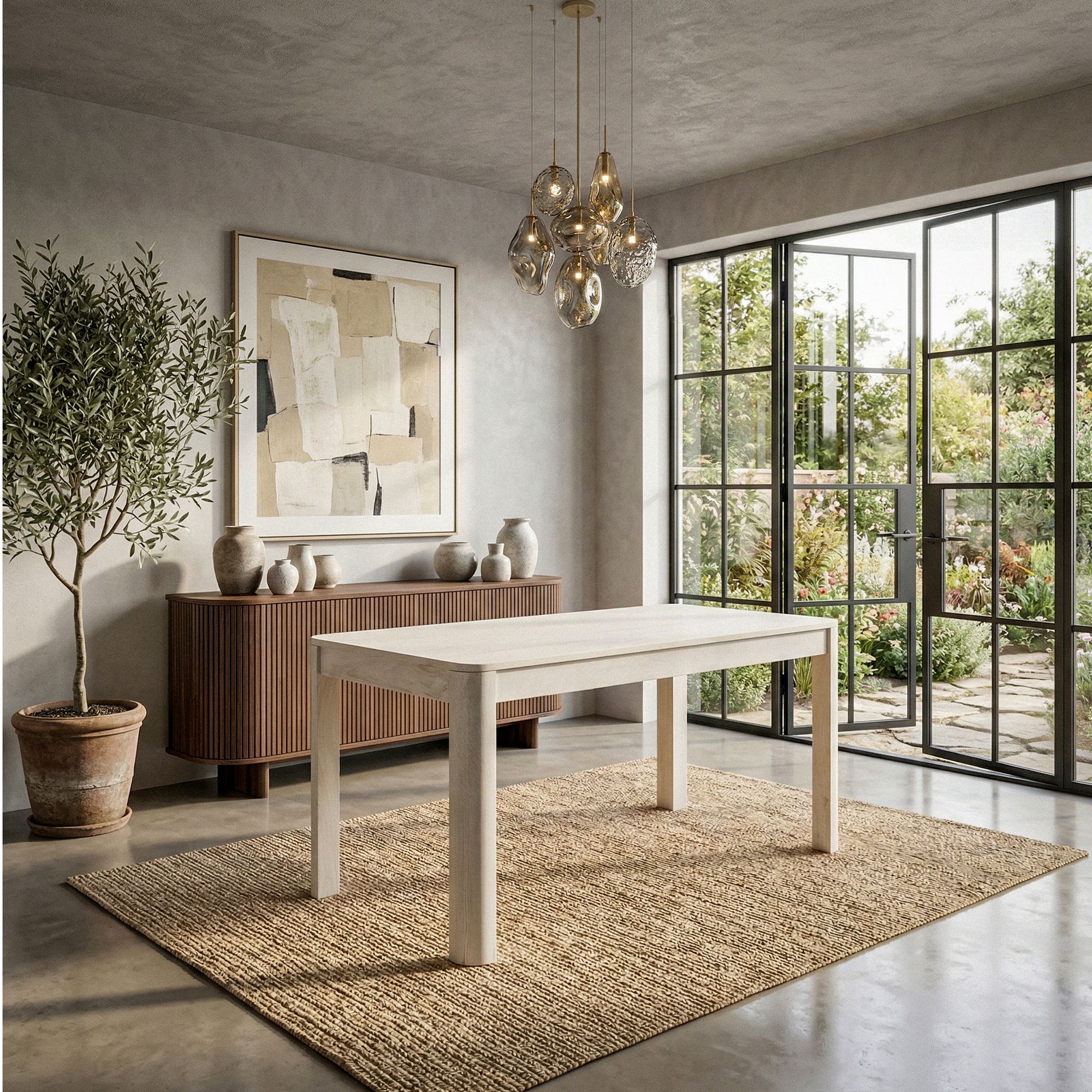 Esstisch Nesttun Mango Massivholz Weiß 120 × 60 × 76 cm