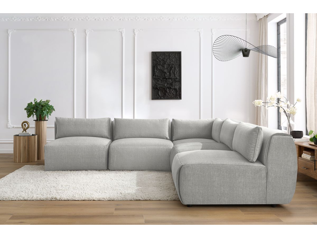 Bobochic Jeanne Ecksofa 299 × 299 cm Samt Hellgrau
