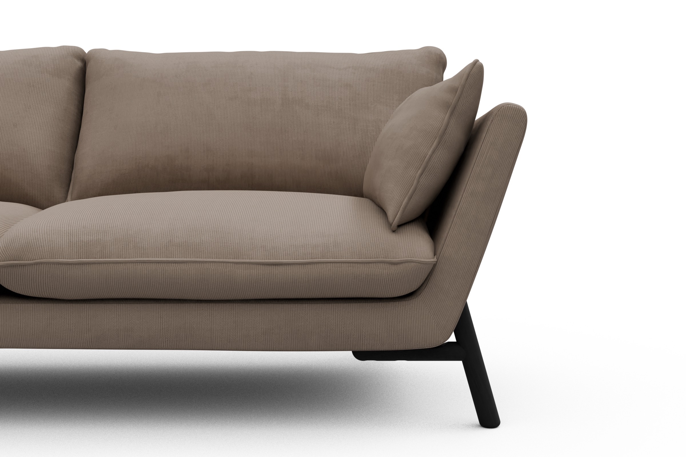 Sofa Emil 2-Sitzer Beinfarbe Eiche Schwarz Cordufine-Beige