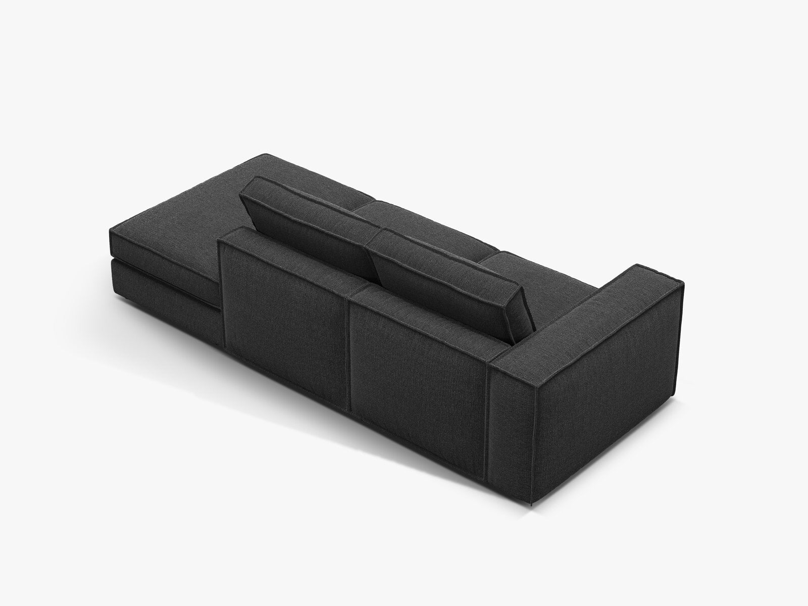 Micadoni modulares offenes Sofa Pola 3-Sitzer Rechts Strukturierter Stoff Babel Schwarz