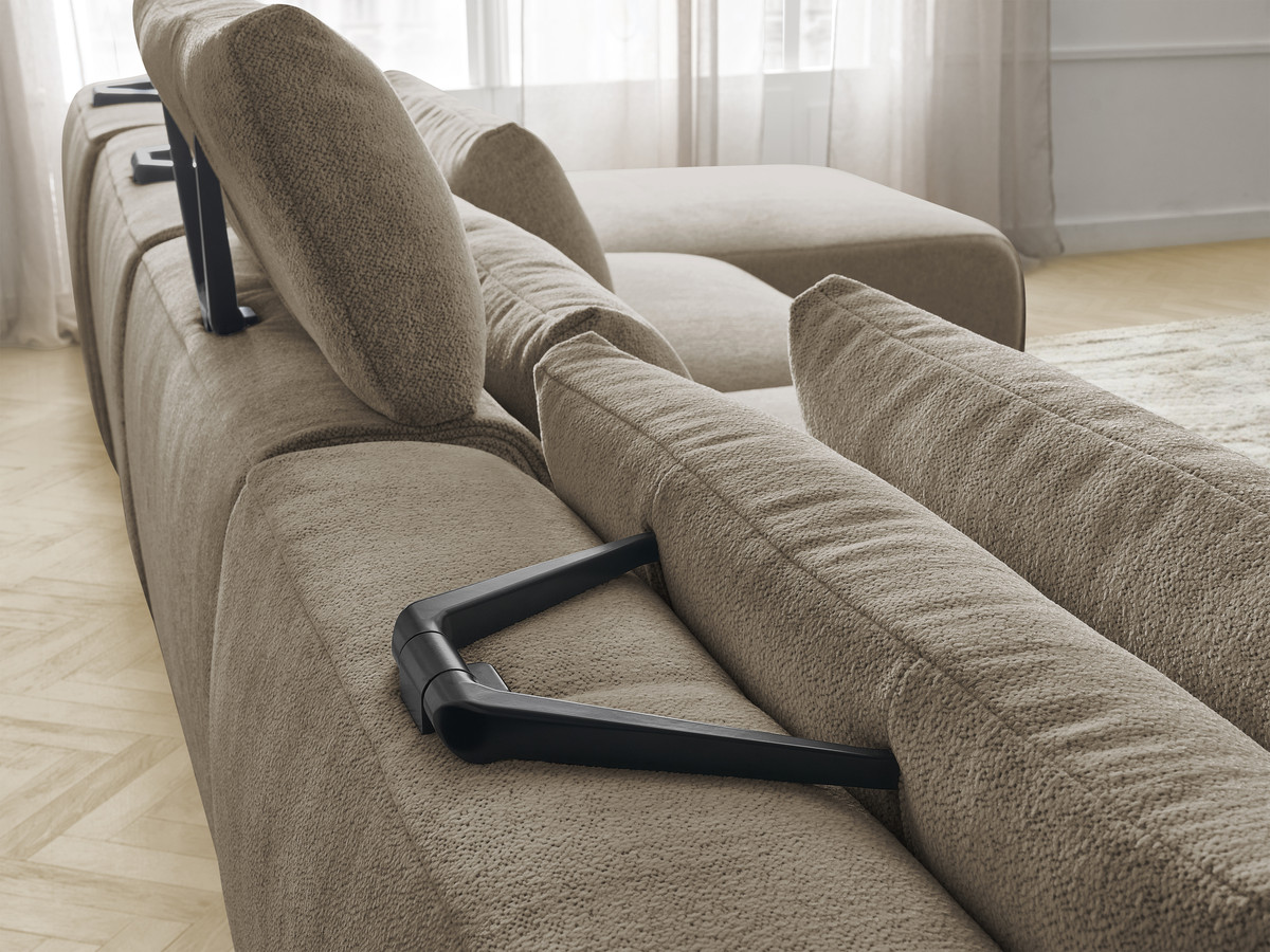 Bobochic Jana Wohnlandschaft mit großem Pouf Melange-Stoff Taupe