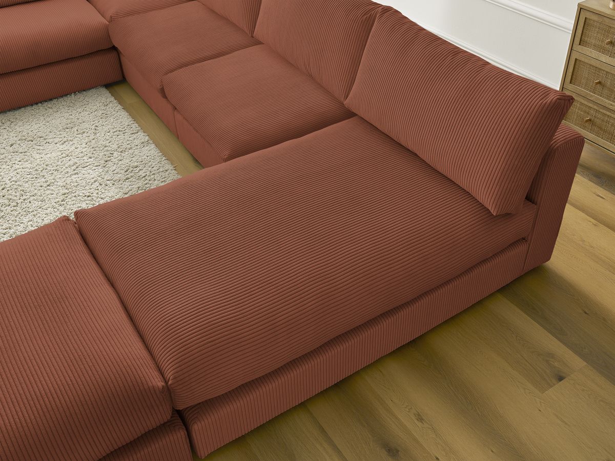 Bobochic Paris Ecksofa mit Pouf 369 × 167 cm Cordsamt Orange