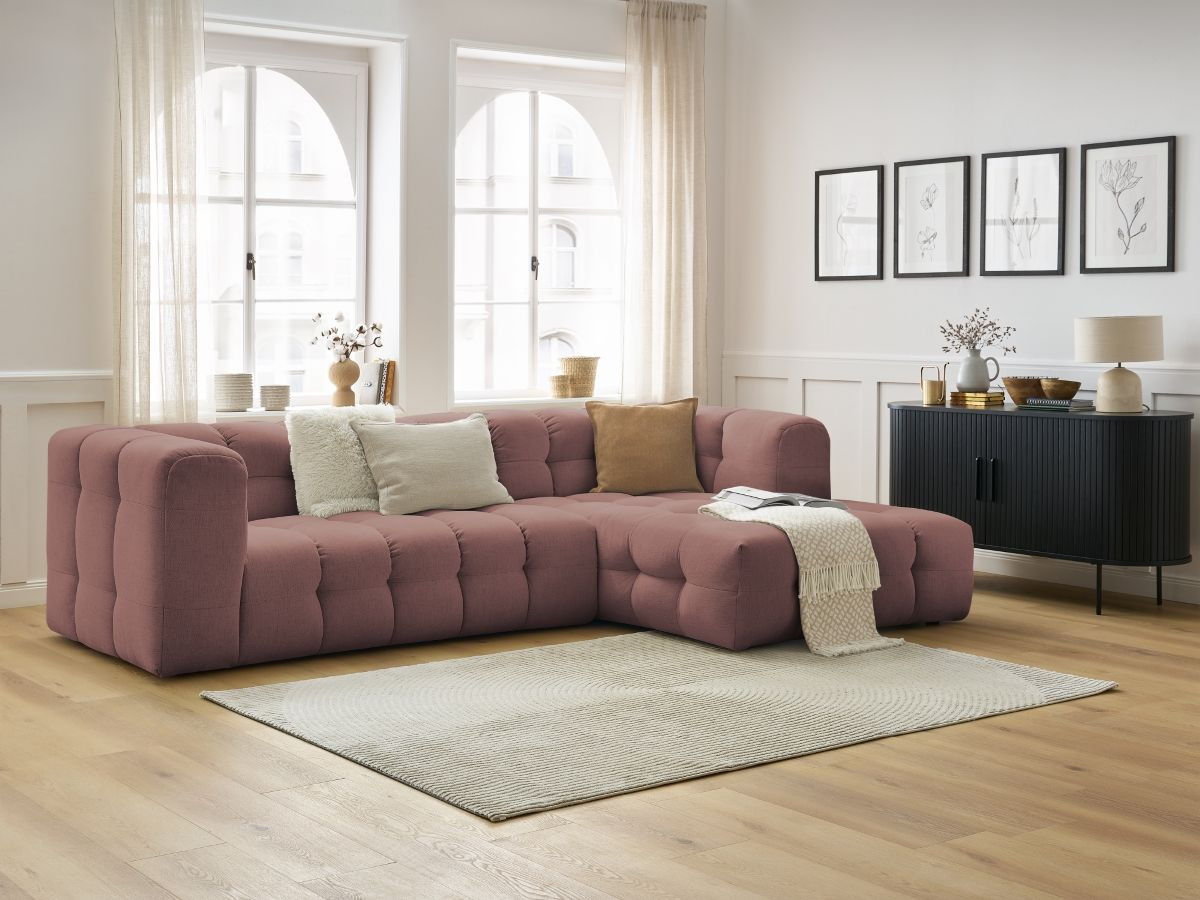 Bobochic Cloud Ecksofa 288 × 184 cm Stoff Rosa Ecke rechts