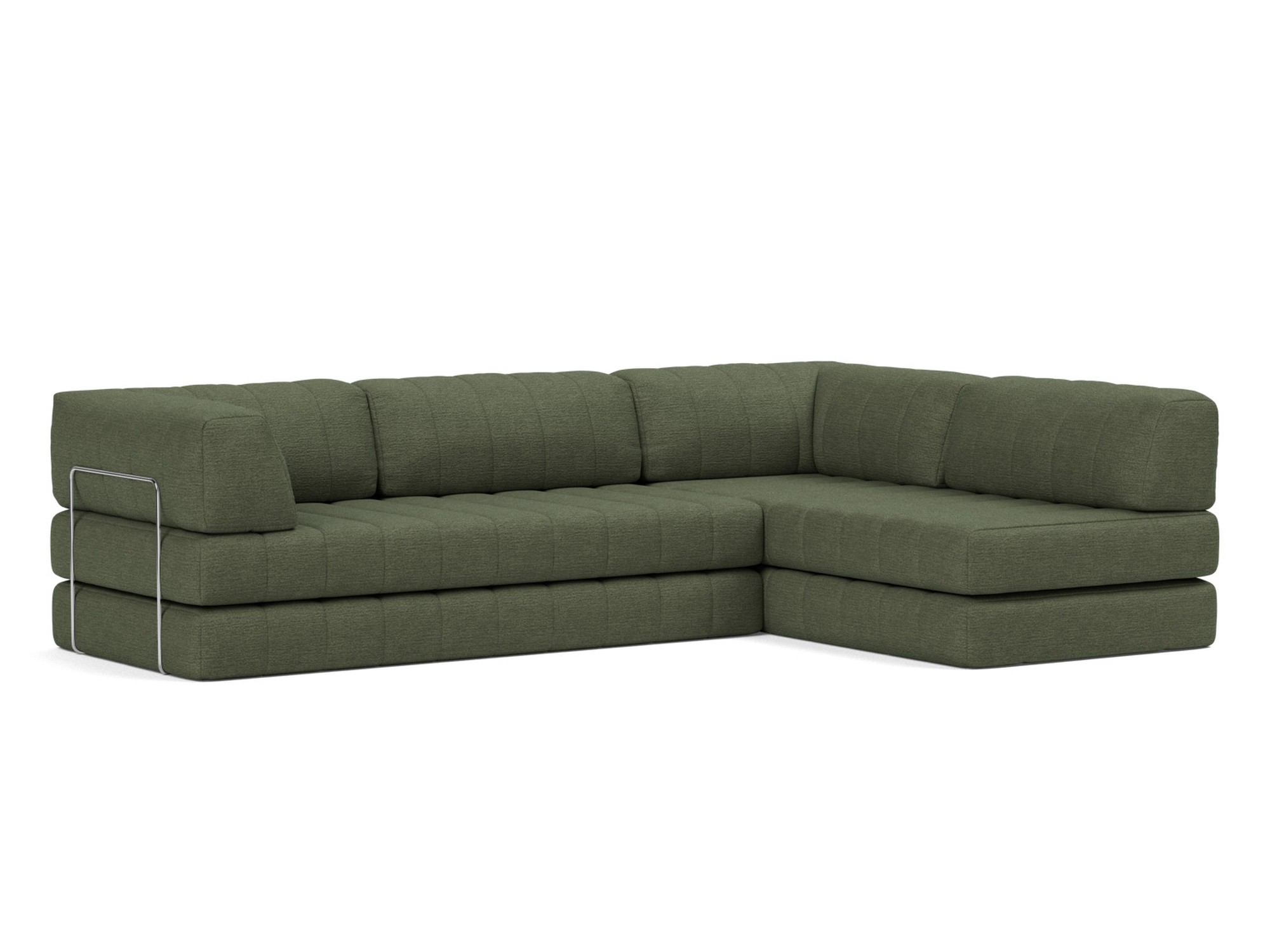 Eck-Schlafsofa CozyPad L-Form mit Armlehne Strukturierter Stoff Taura 353-Forest
