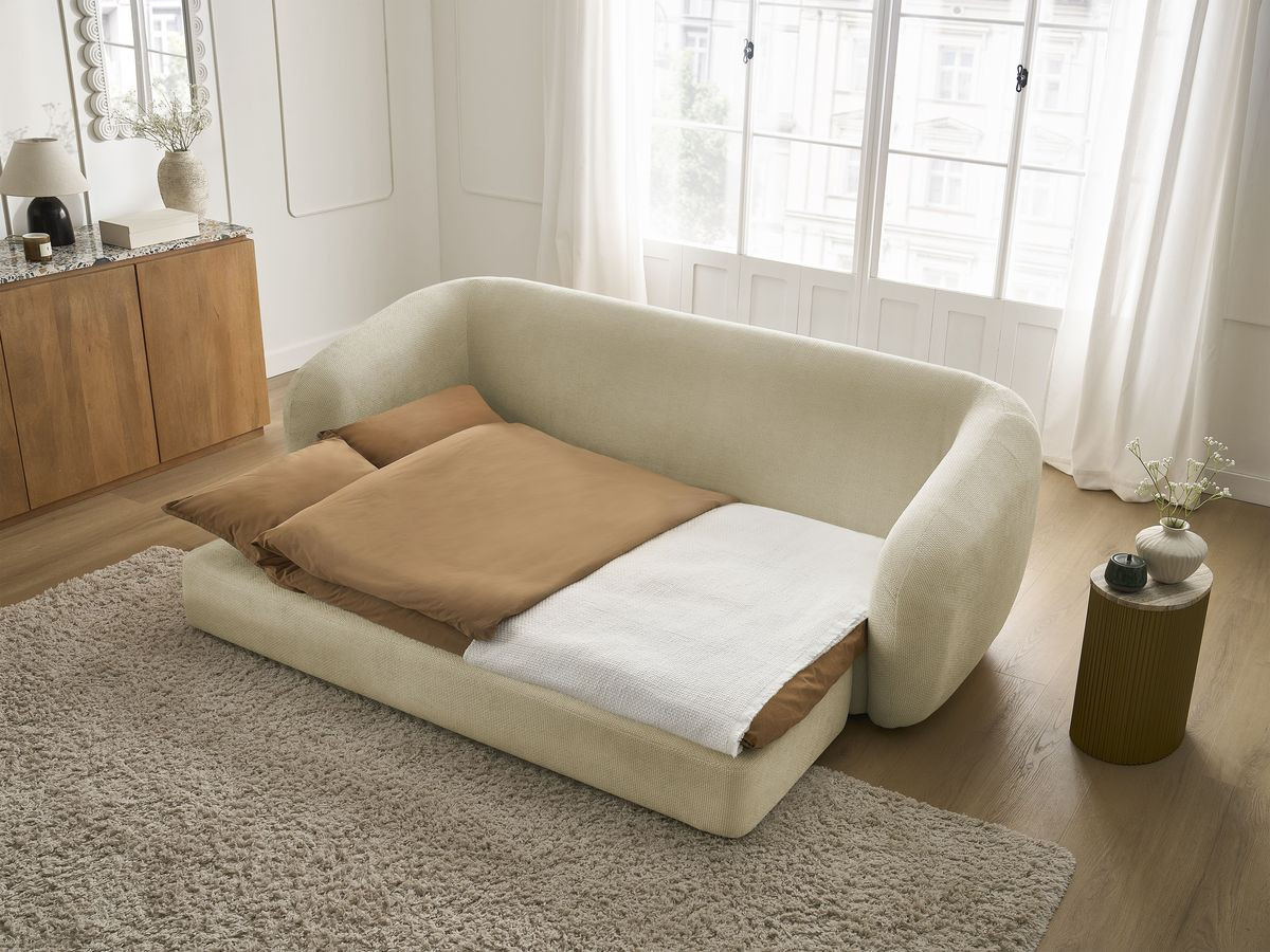 Bobochic Neyo Schlafsofa 3-Sitzer Stoff Taupe