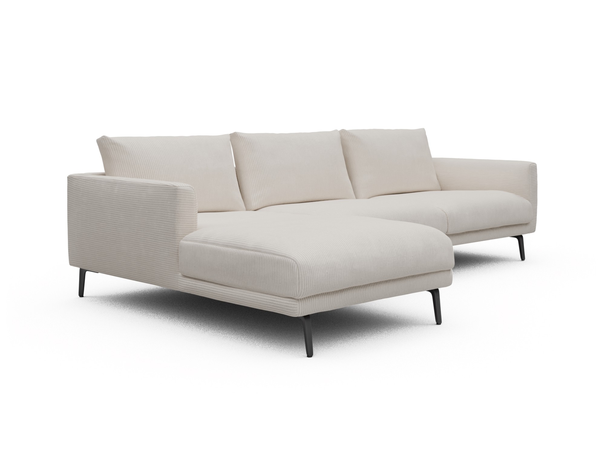 Skandi Home Ecksofa Karl Chaiselongue links mit 2,5-Sitzer Corduroy-Ivory moebelfaktor