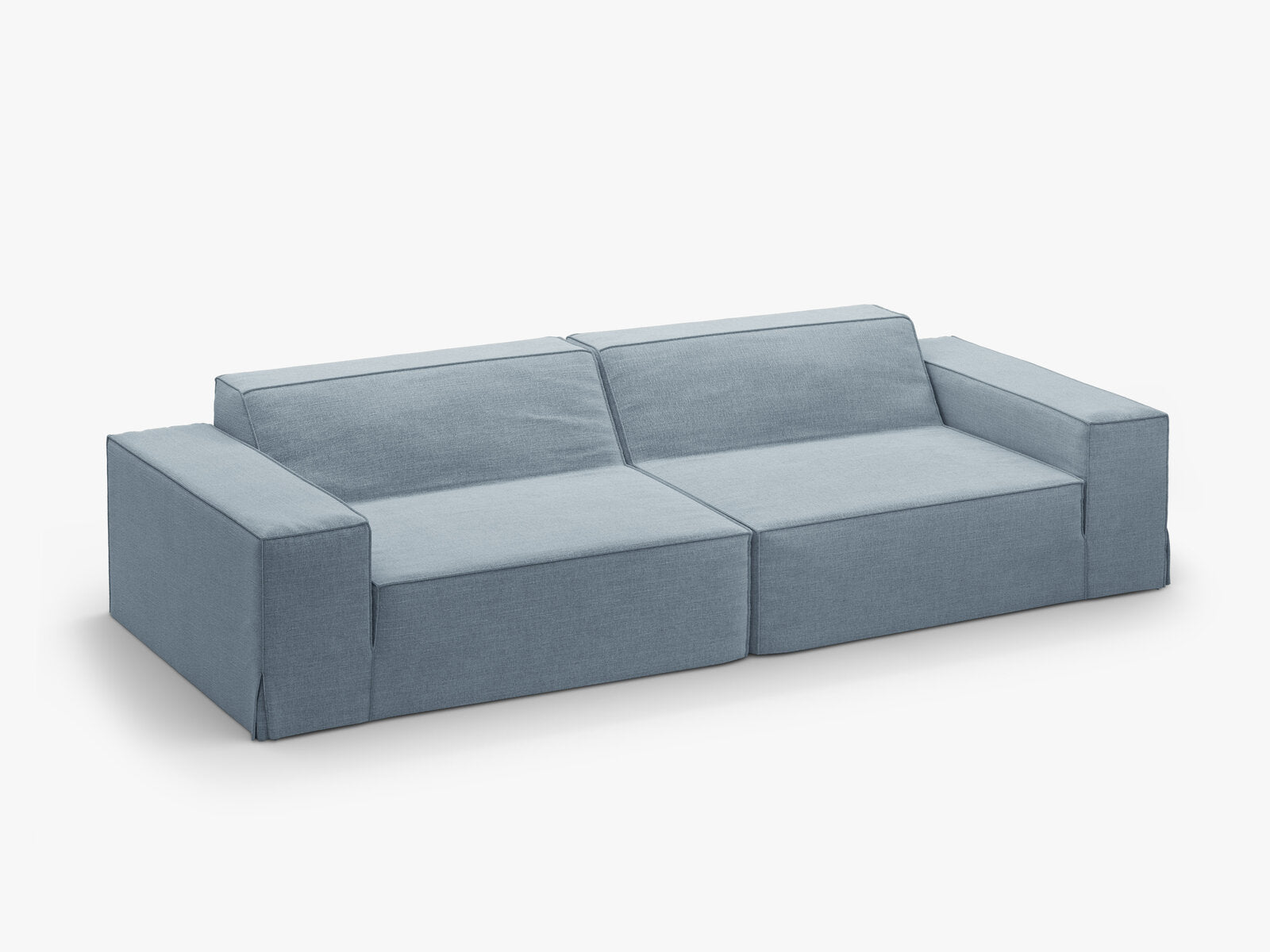 Micadoni Sofa Jodie 4-Sitzer Strukturierter Stoff Lins Gedämpftes Blau