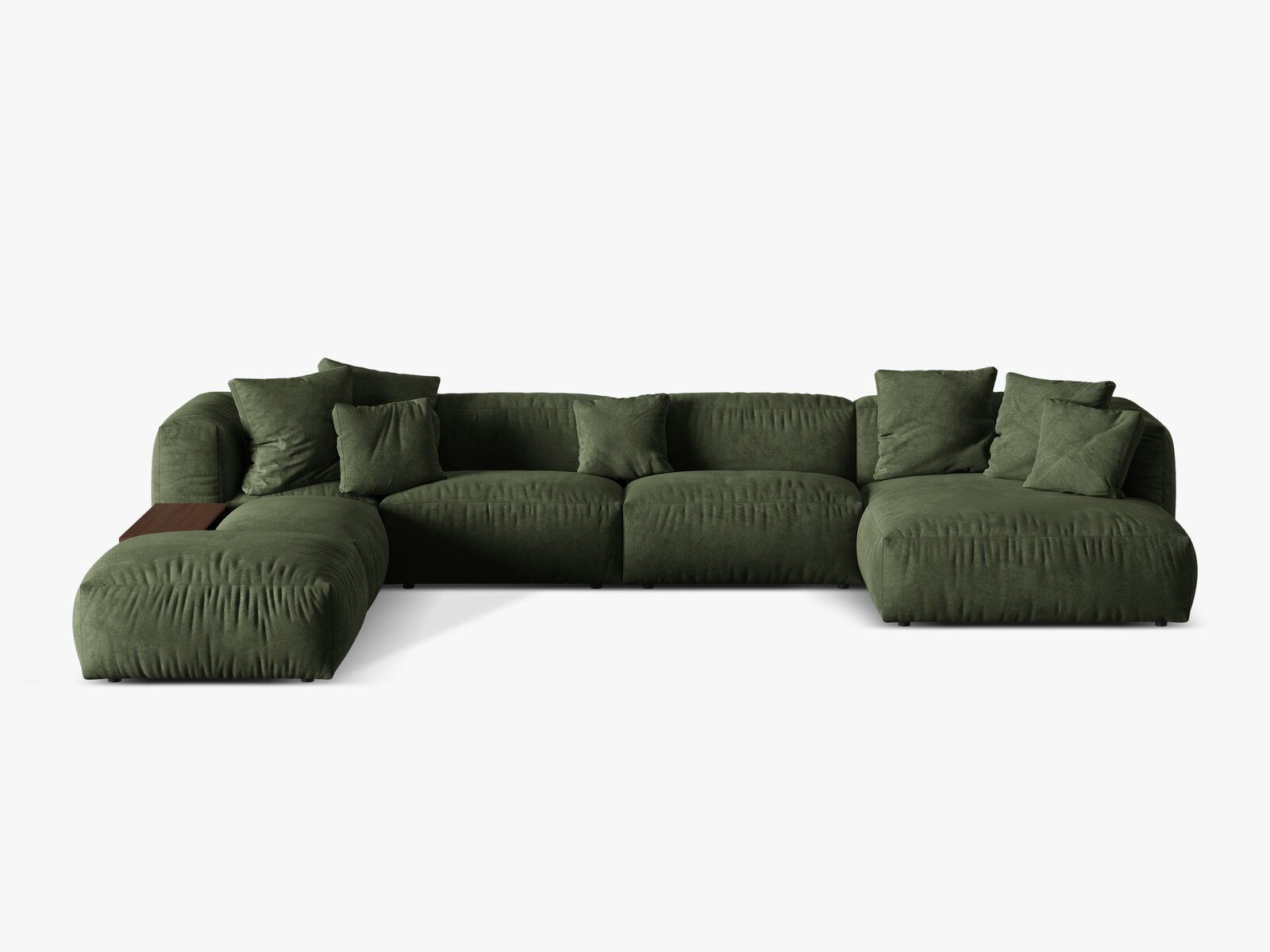 Micadoni Panorama-Ecksofa Martina 5-Sitzer Links Samt Grün