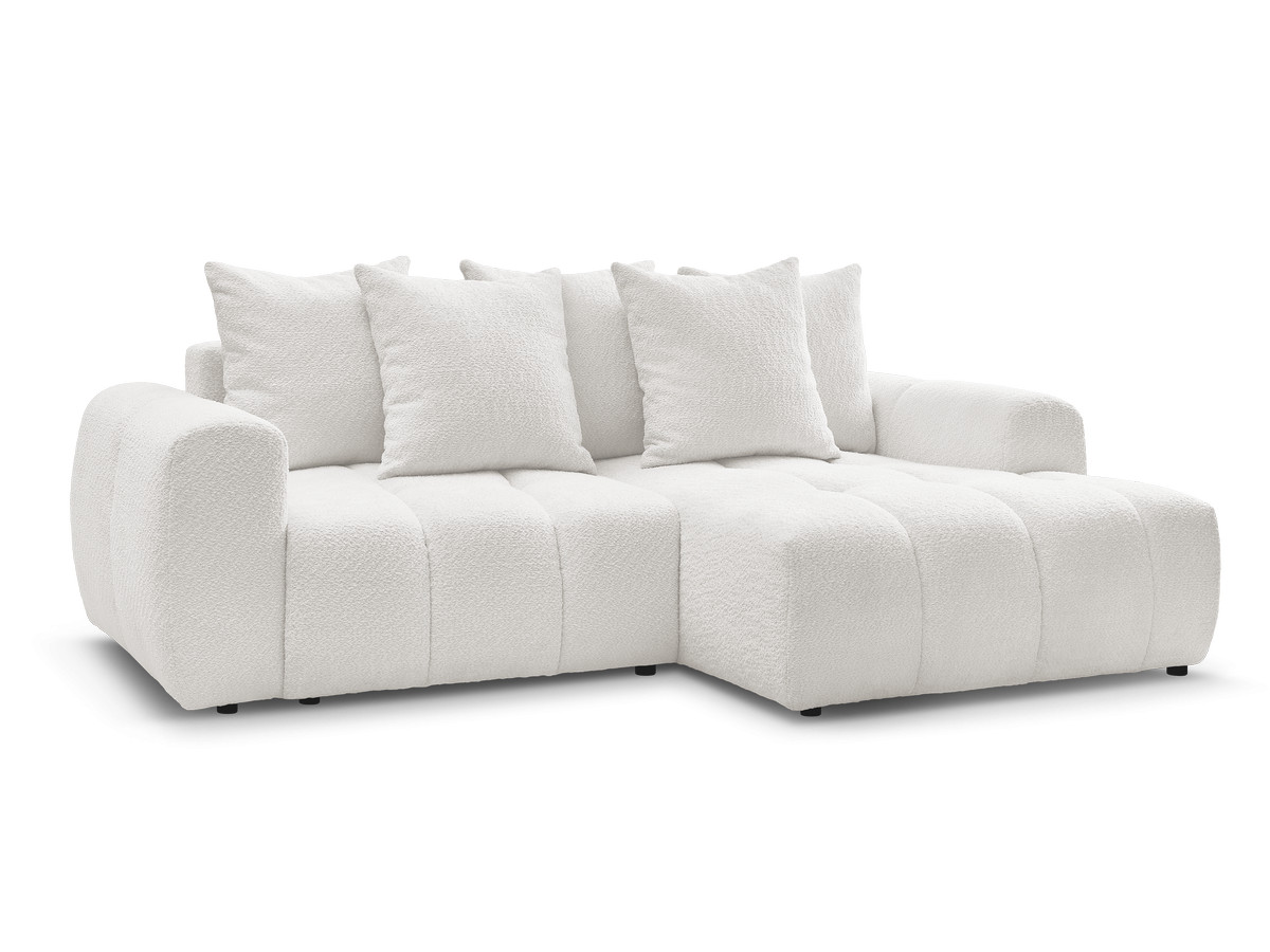 Bobochic Roxelane Ecksofa mit Schlaffunktion und Bettkasten 258 × 150 cm Bouclé-Stoff Weiß Ecke rechts