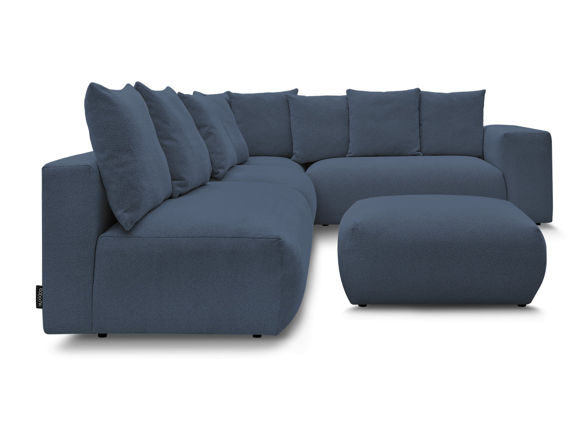 Bobochic Voltaire Ecksofa mit Pouf 322 × 268 cm Melange-Stoff Dunkelblau Ecke rechts
