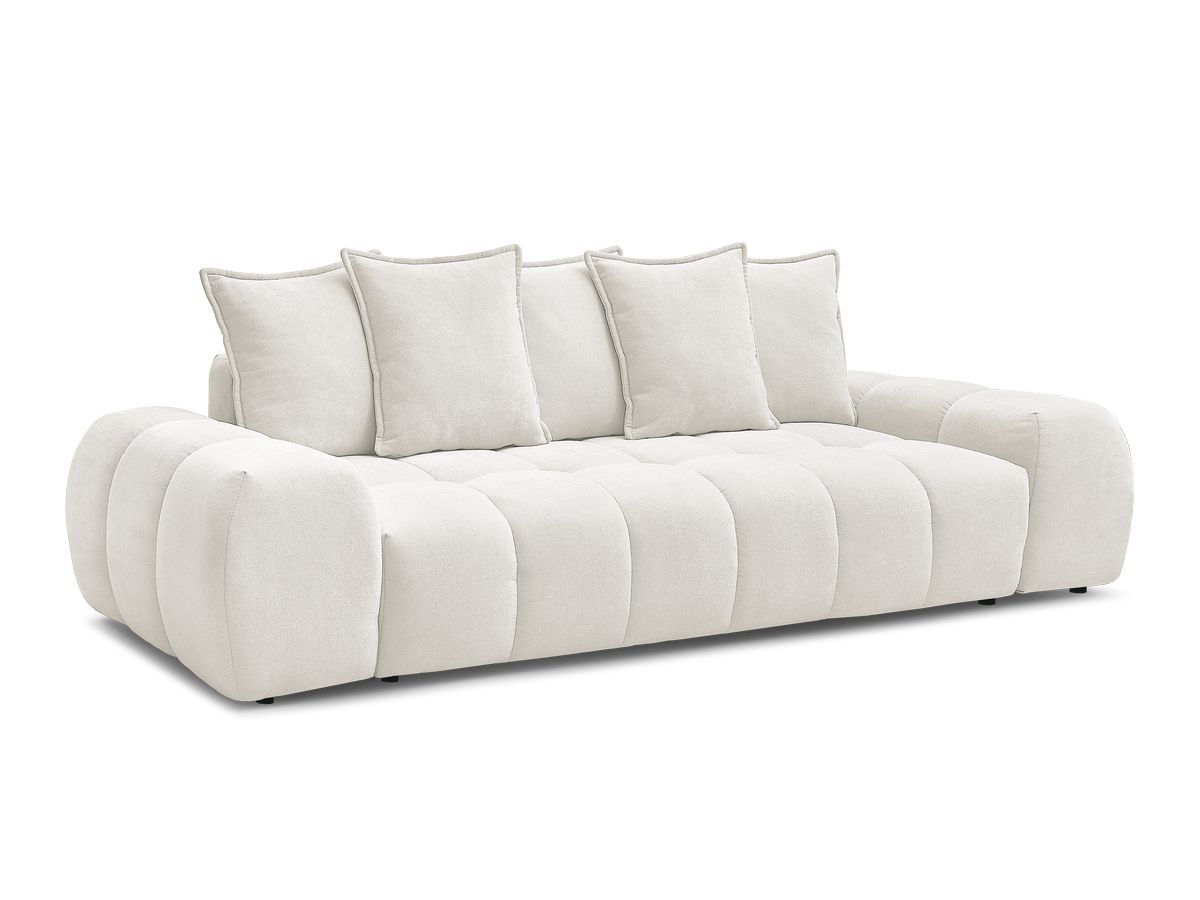 Bobochic Everest Schlafsofa 3-Sitzer mit Bettkasten, 5 Kissen Strukturstoff Weiß