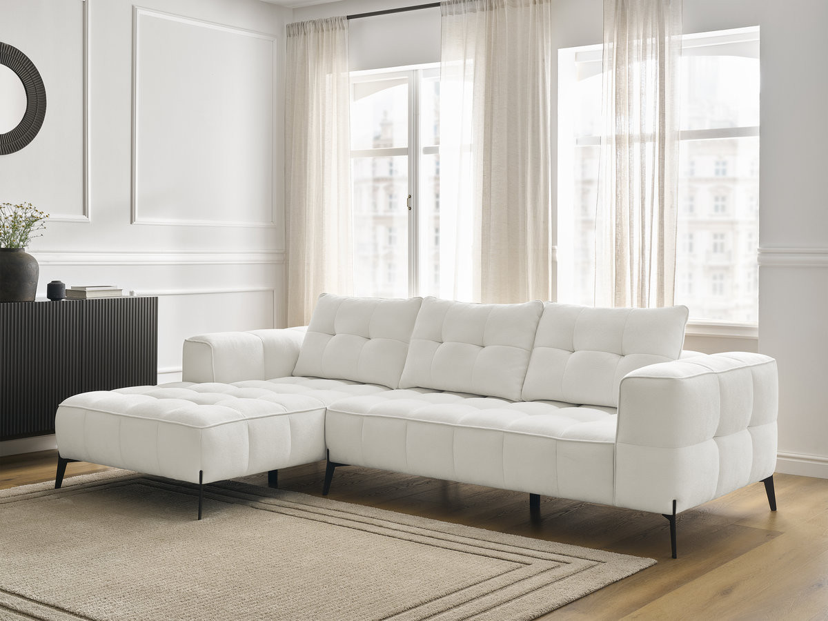 Bobochic Anis Ecksofa Strukturstoff Weiß Ecke links