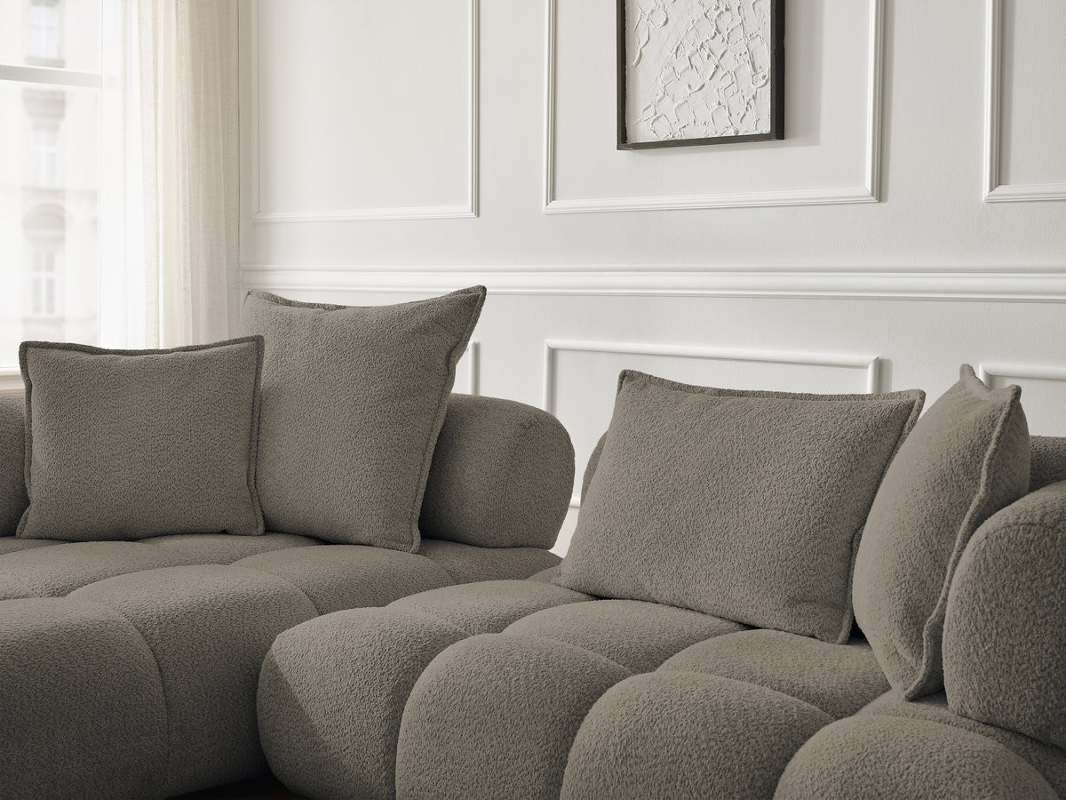 Bobochic Alya Ecksofa Bouclé-Stoff Taupe Ecke links