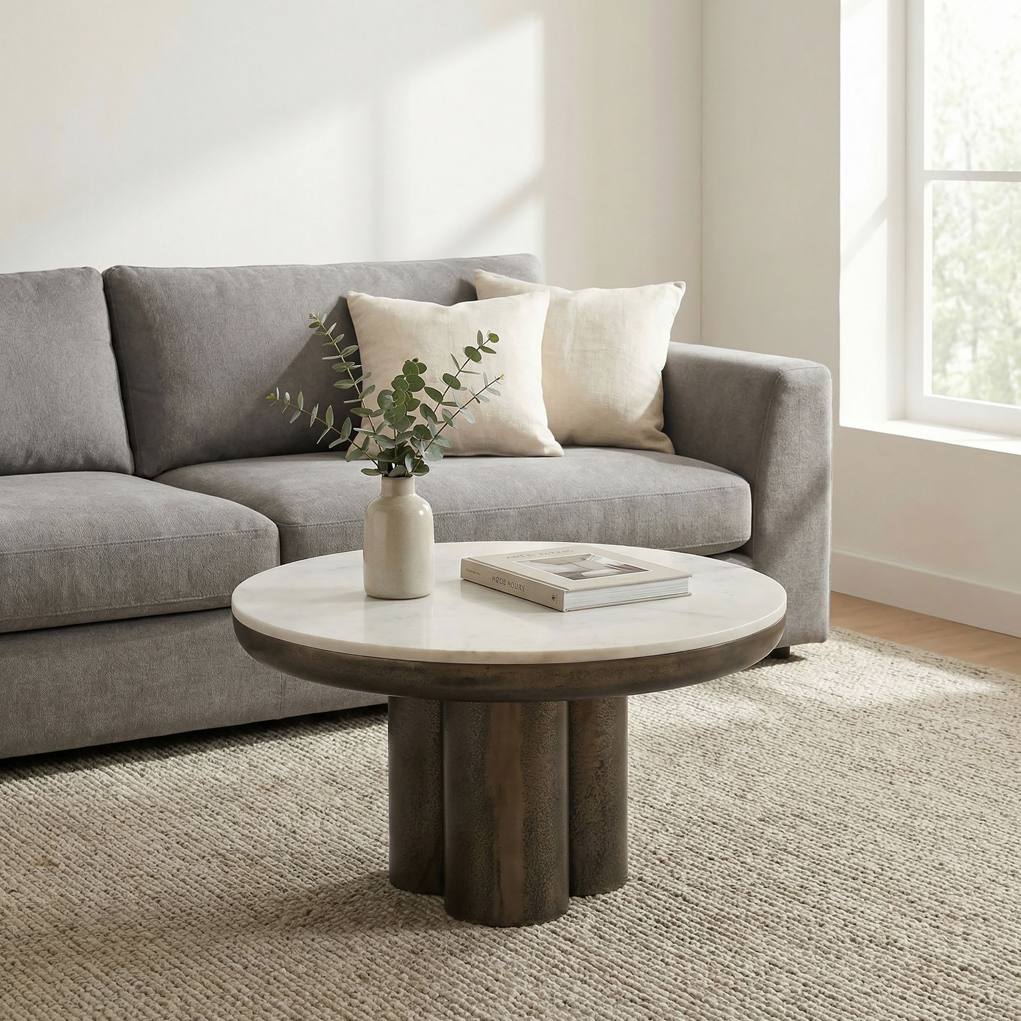 Couchtisch Stamsund Marmor Schwarz Ø 60 × H 35 cm