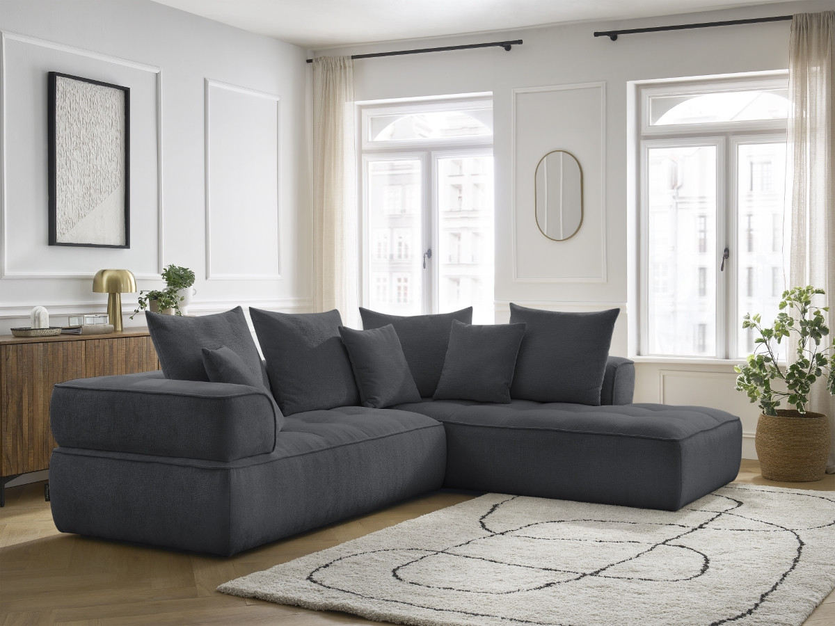 Bobochic Whesley Ecksofa Stoff Dunkelgrau Ecke rechts