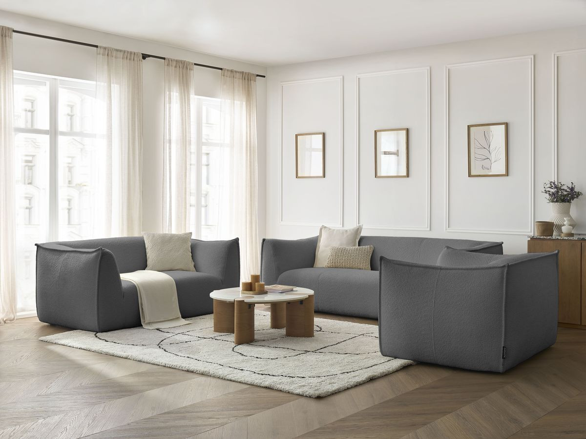 Bobochic Giorgia Sofa 5-Sitzer 534 × 100 cm Bouclé-Stoff Dunkelgrau