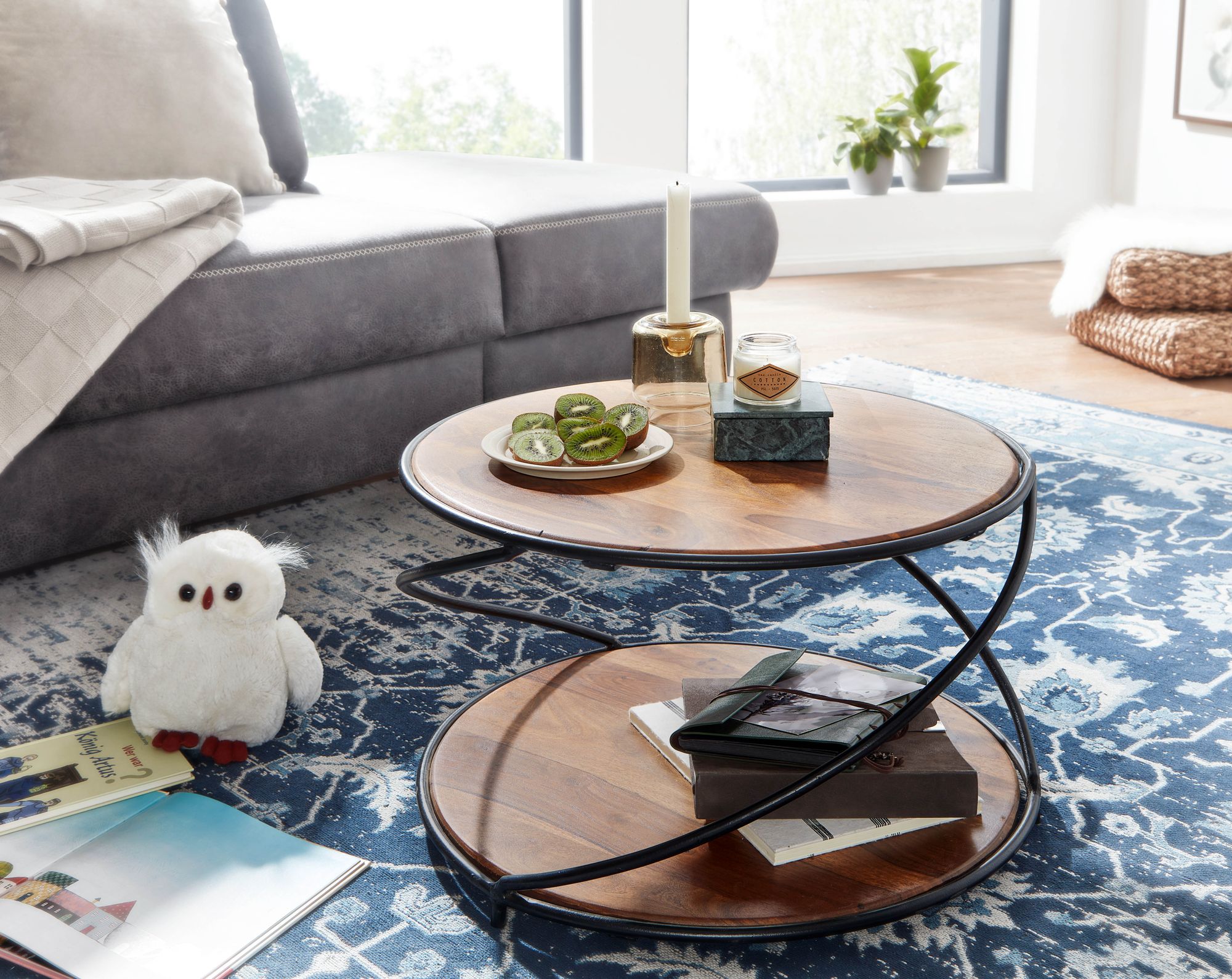 Couchtisch Saltvik Massivholz Dunkelbraun Ø 58 cm