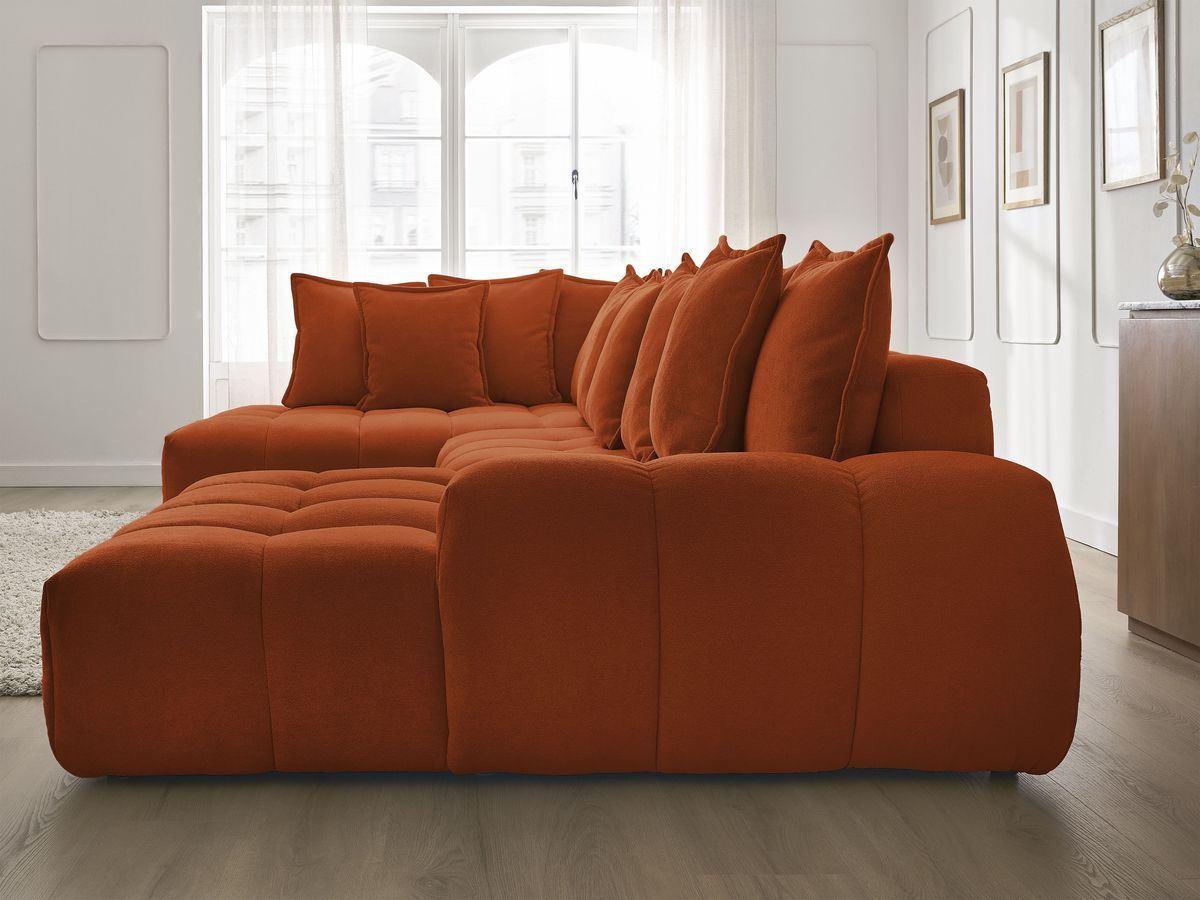 Bobochic Everest Wohnlandschaft, 14 Kissen Strukturstoff Orange Ecke rechts