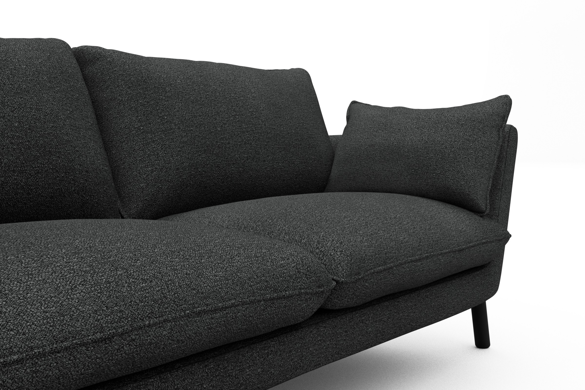 Sofa Emil 2-Sitzer Beinfarbe Eiche Schwarz Boucle-Charcoal