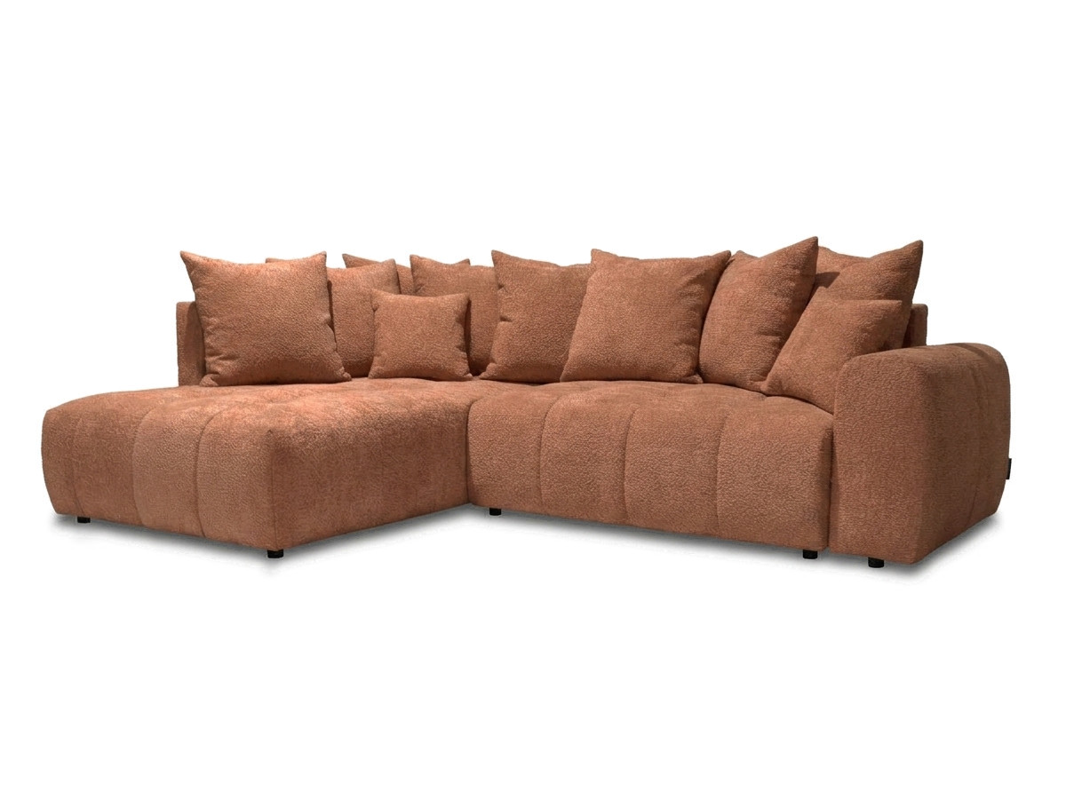 Bobochic Roxelane Ecksofa mit Schlaffunktion und Bettkasten Bouclé-Stoff Orange Ecke links