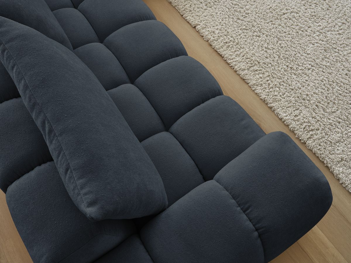 Bobochic Everest Ecksofa, 4 Kissen Strukturstoff Dunkelblau Ecke rechts