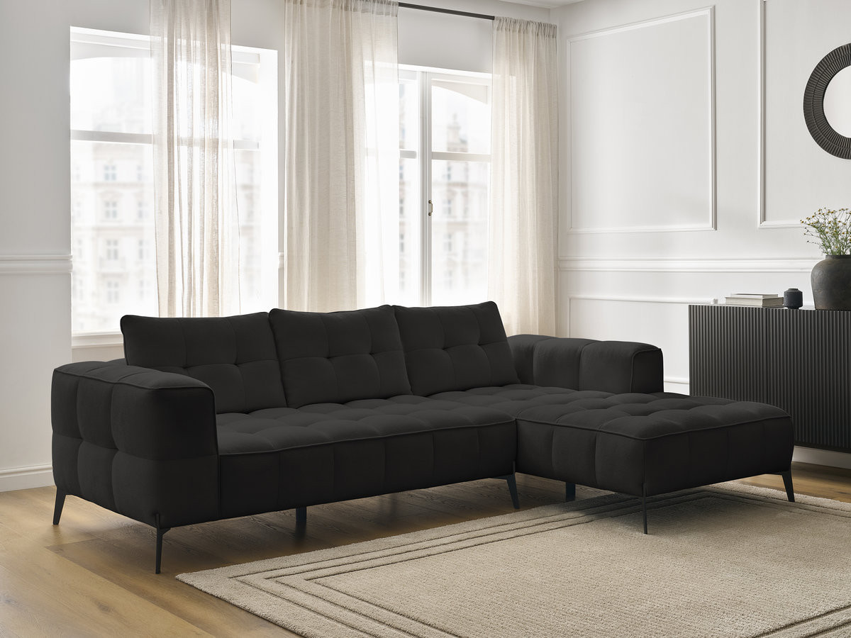 Bobochic Anis Ecksofa Strukturstoff Schwarz Ecke rechts