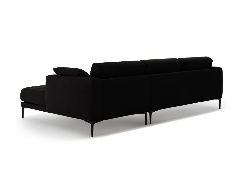 Cosmopolitan Design Ecksofa Lazio 3-Sitzer Samt Salvador Schwarz Rechts