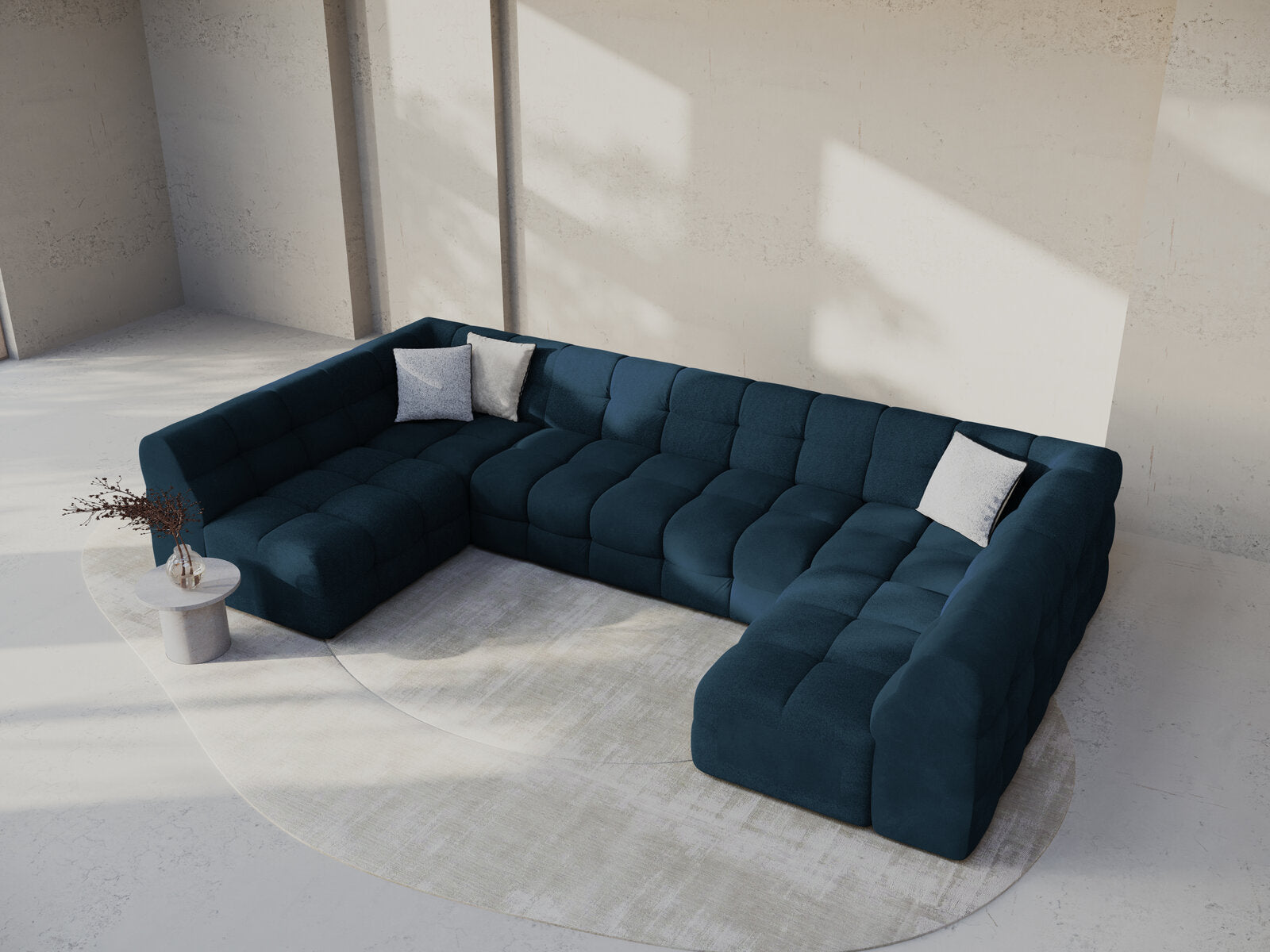 Micadoni Panorama-Sofa Kendal 7-Sitzer Samt Magic Velvet Marineblau