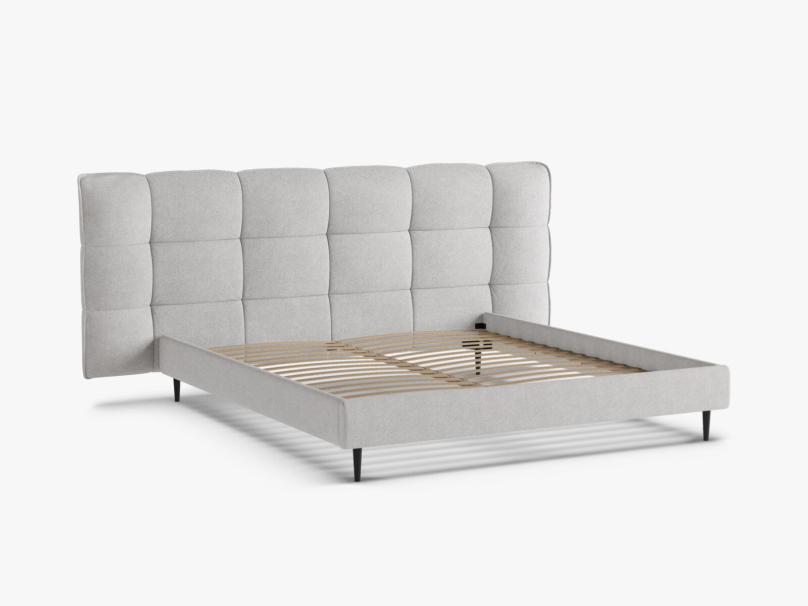 Micadoni Stauraumbett mit Kopfteil Eric with legs Boucle Sicuro Hellgrau 200x200