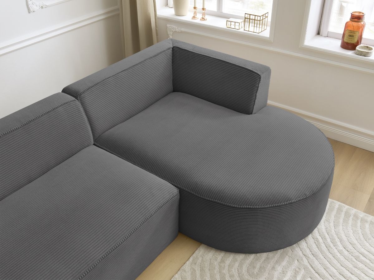 Bobochic Rousseau Ecksofa Cordsamt Dunkelgrau Ecke rechts