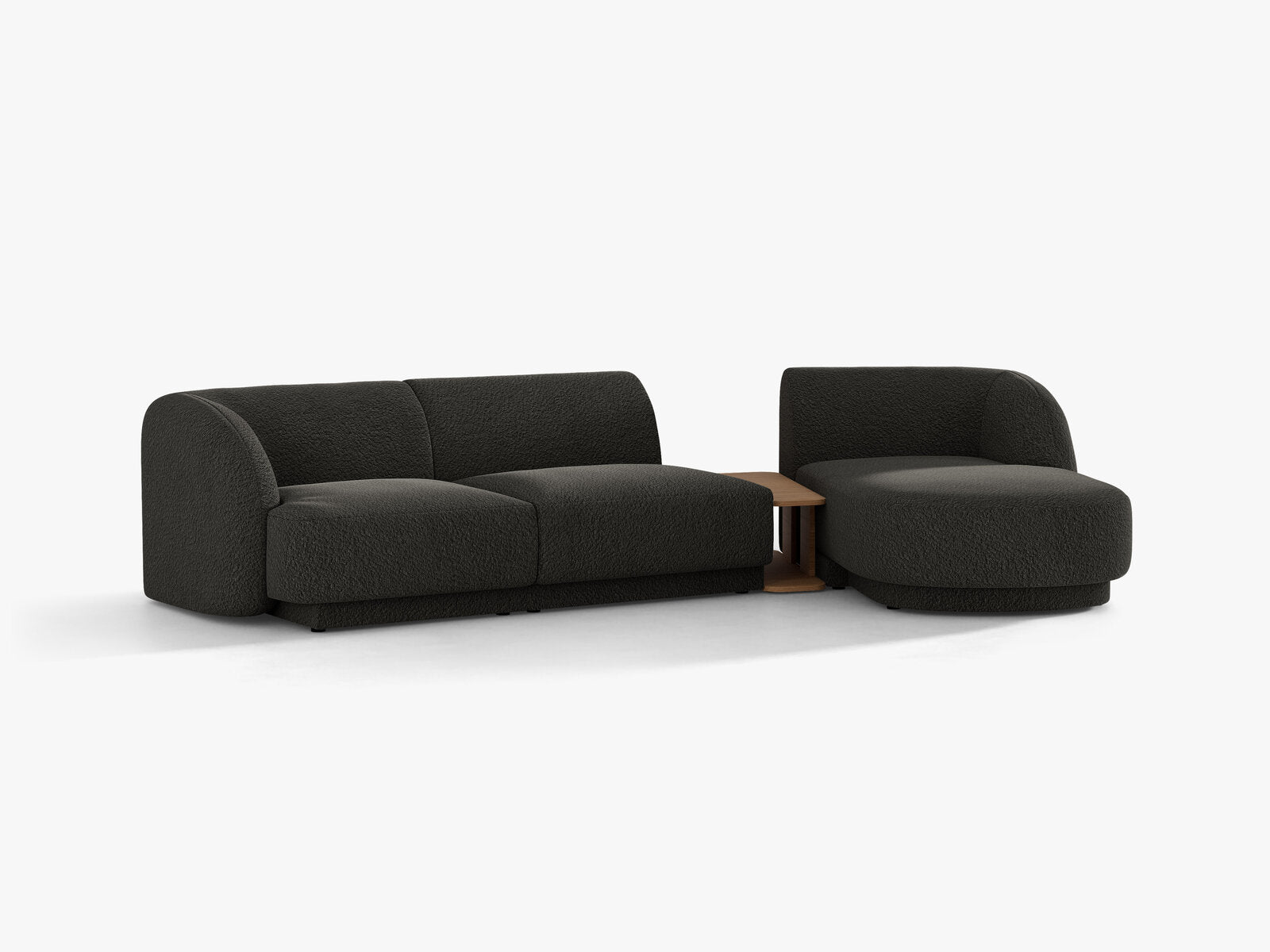 Micadoni Modulares Sofa Miley mit Recamiere 3-Sitzer Rechts Boucle Baloo Braun