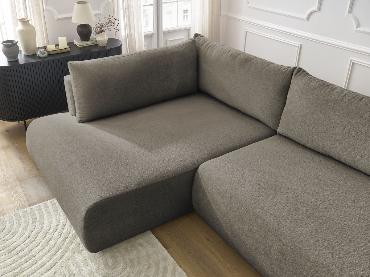 Bobochic Lucien Ecksofa mit Schlaffunktion und Bettkasten 296 × 198 cm Stoff Taupe Ecke links