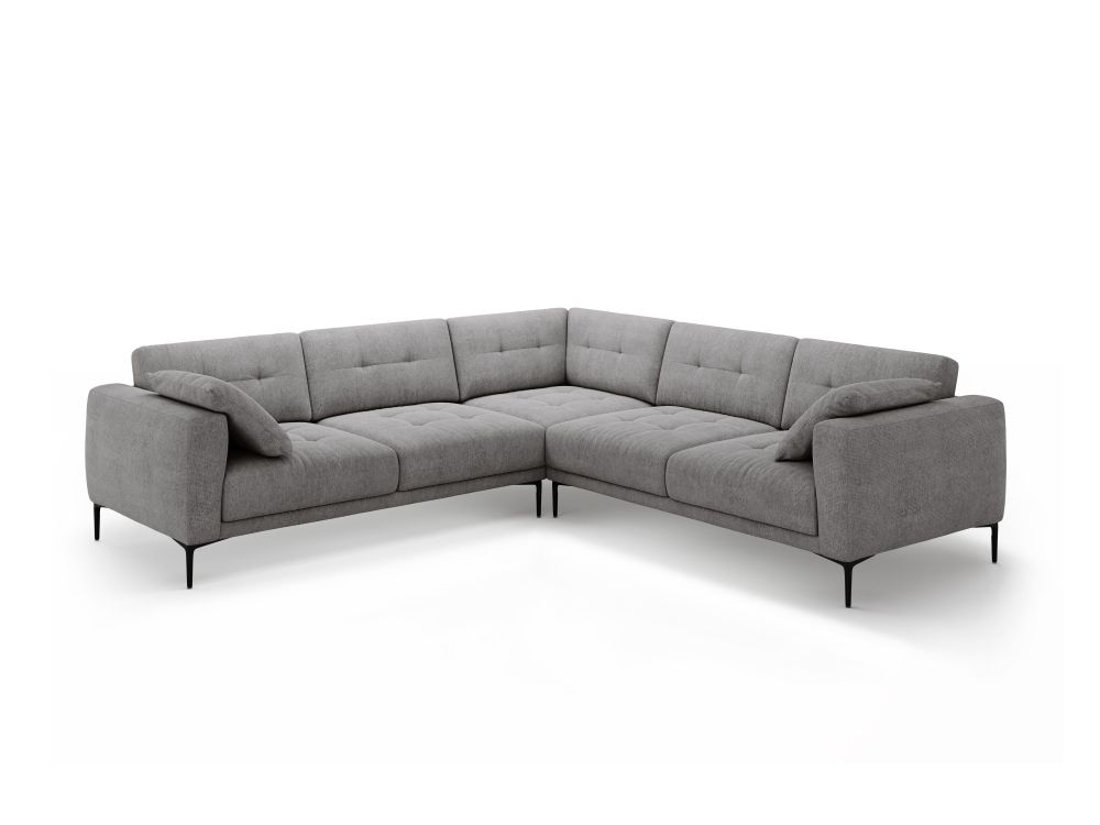 Cosmopolitan Design Symmetrisches Ecksofa Lazio 5-Sitzer Strukturierter Stoff Sorella Grau