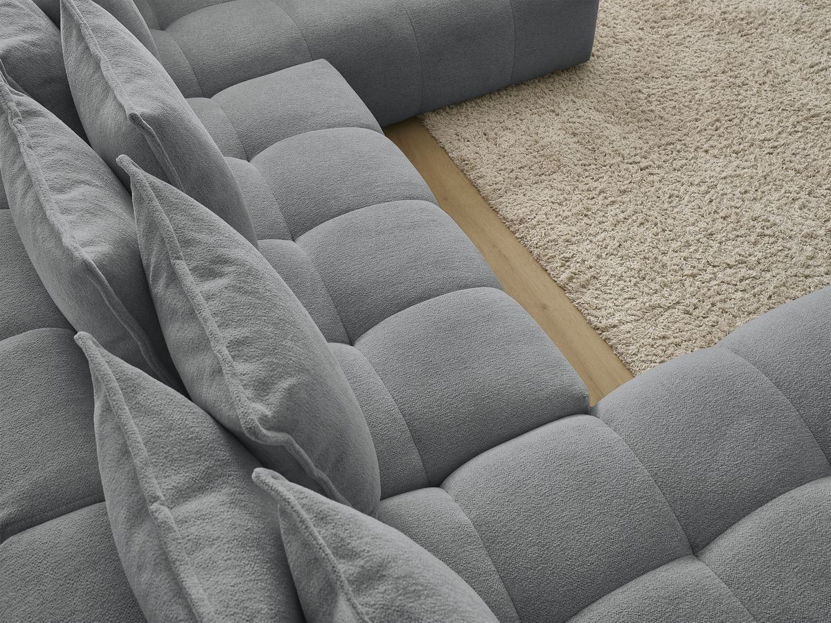 Bobochic Everest Wohnlandschaft, 14 Kissen Melange-Stoff Dunkelgrau Ecke links