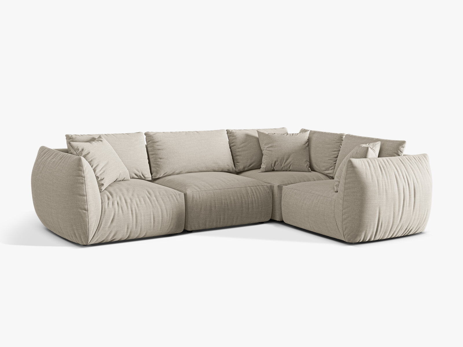 Micadoni Ecksofa Chris 4-Sitzer Rechts Strukturierter Stoff Natur