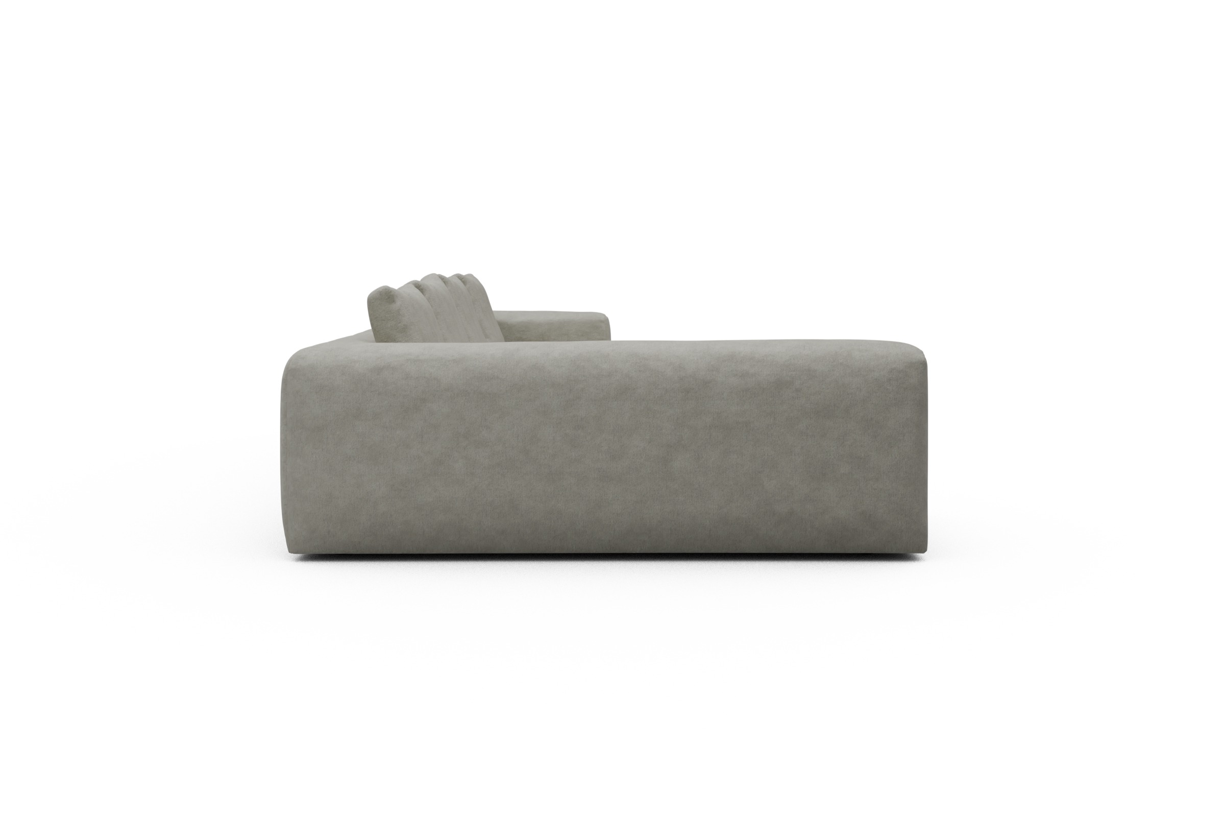Wohnlandschaft Fred Chaiselongue rechts mit 2-Sitzer und lange Armlehne links Carreno-Moon-Stone-White