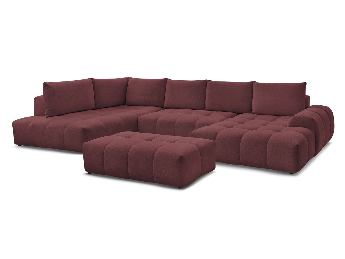 Bobochic Everest Wohnlandschaft mit Pouf, 6 Kissen Melange-Stoff Rot Ecke rechts