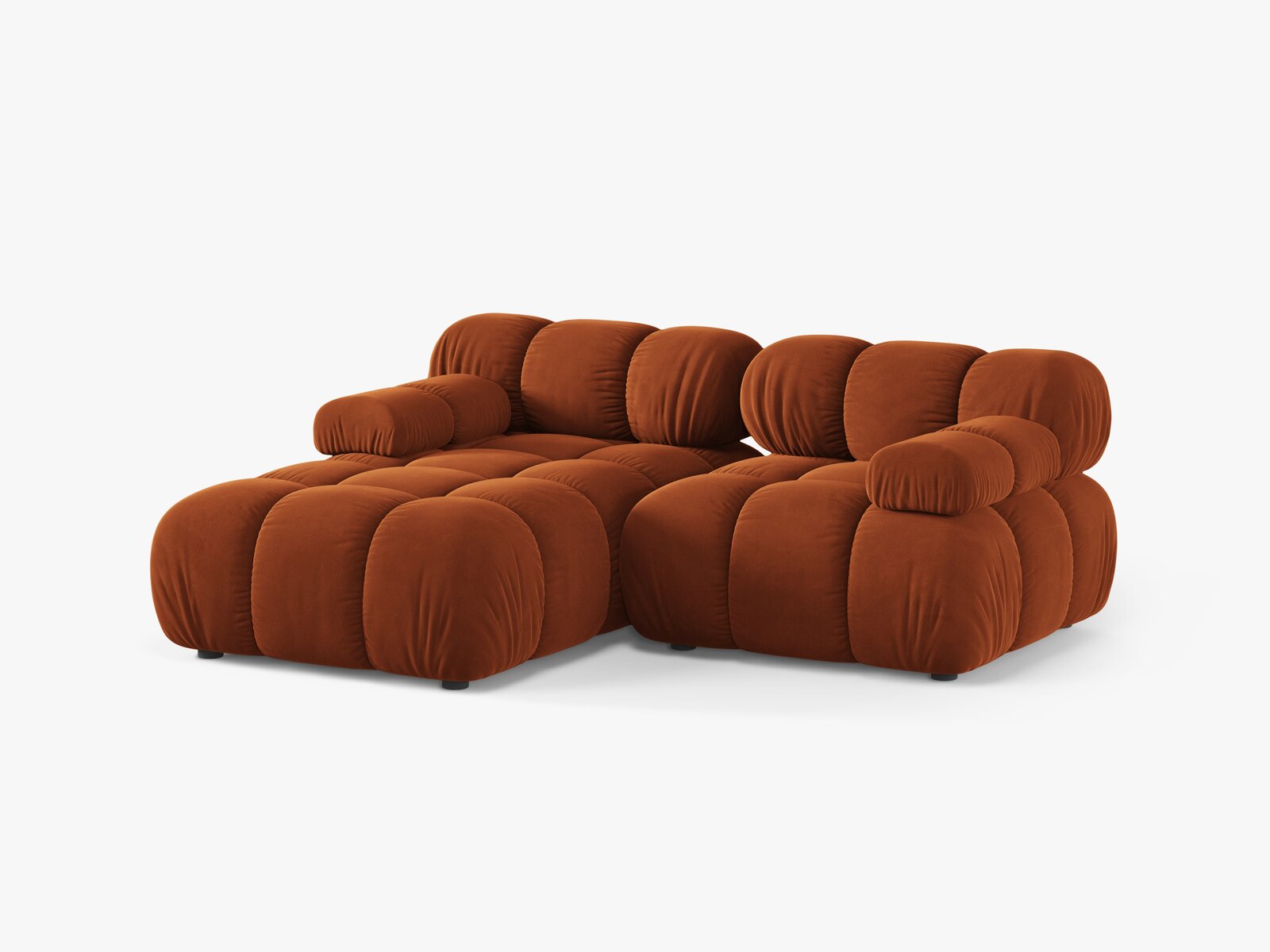 Micadoni Modulares Ecksofa Bellis 3-Sitzer Links Samt Bluvel Terrakotta