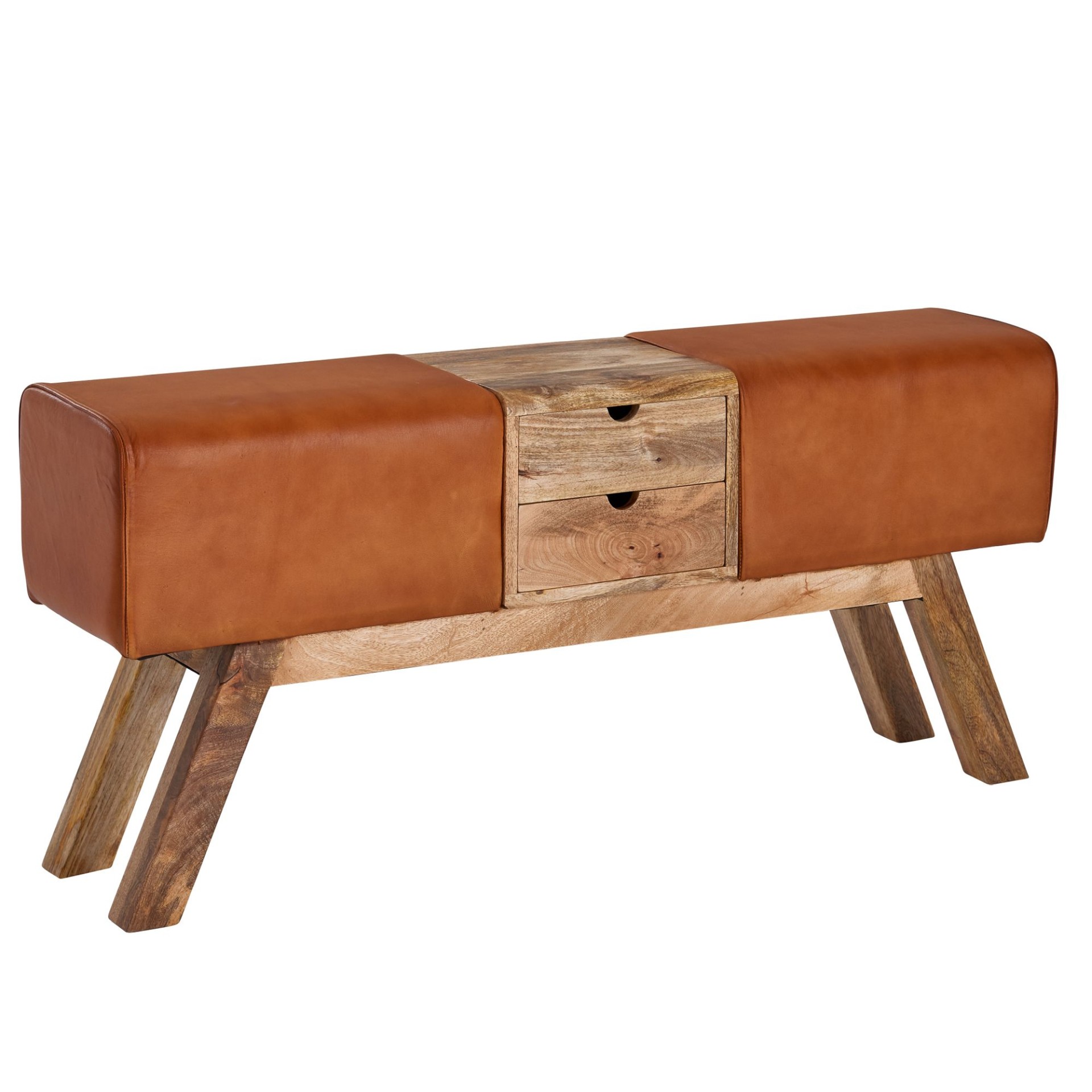 Sitzbank Hoffell Echtleder Braun 120 × 30 × 56 cm