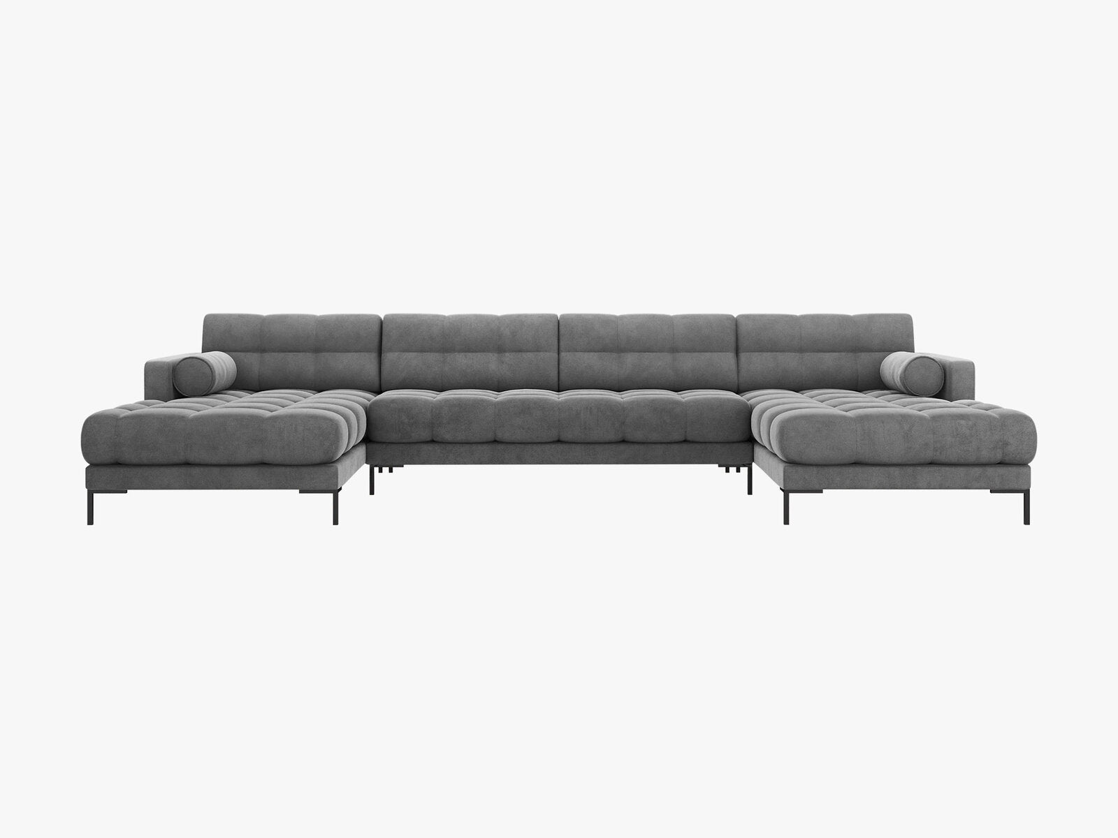 Micadoni Panorama-Sofa Mamaia 6-Sitzer Samt Bluvel Hellgrau schwarze Beine